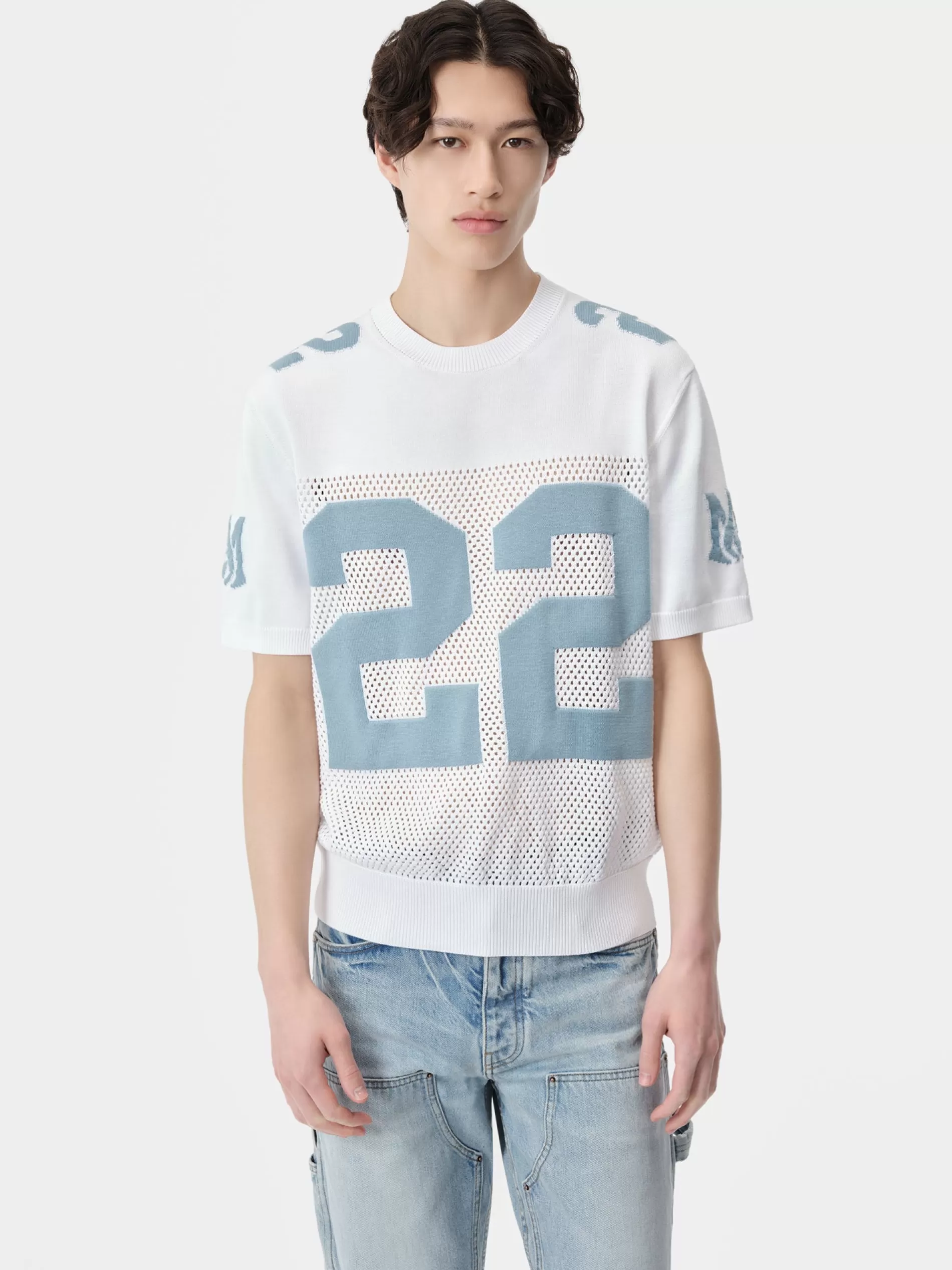 AMIRI Knitwear>22 TEE White Cerulean