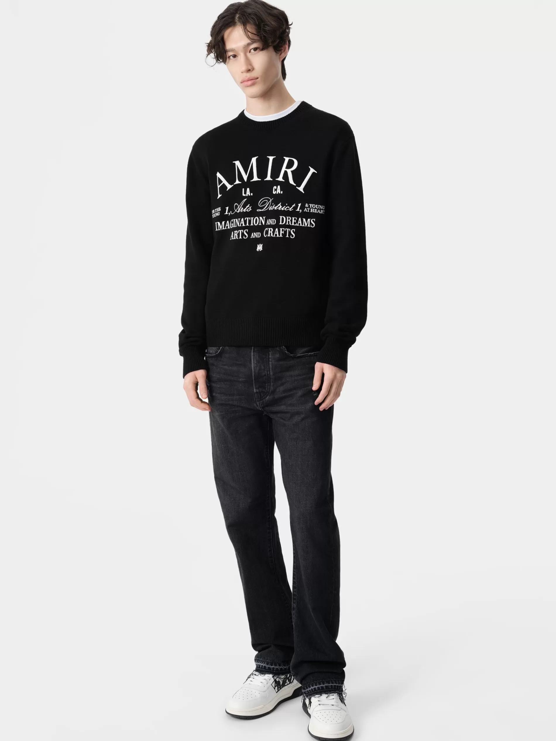 AMIRI Knitwear> ARTS DISTRICT CREW BLACK