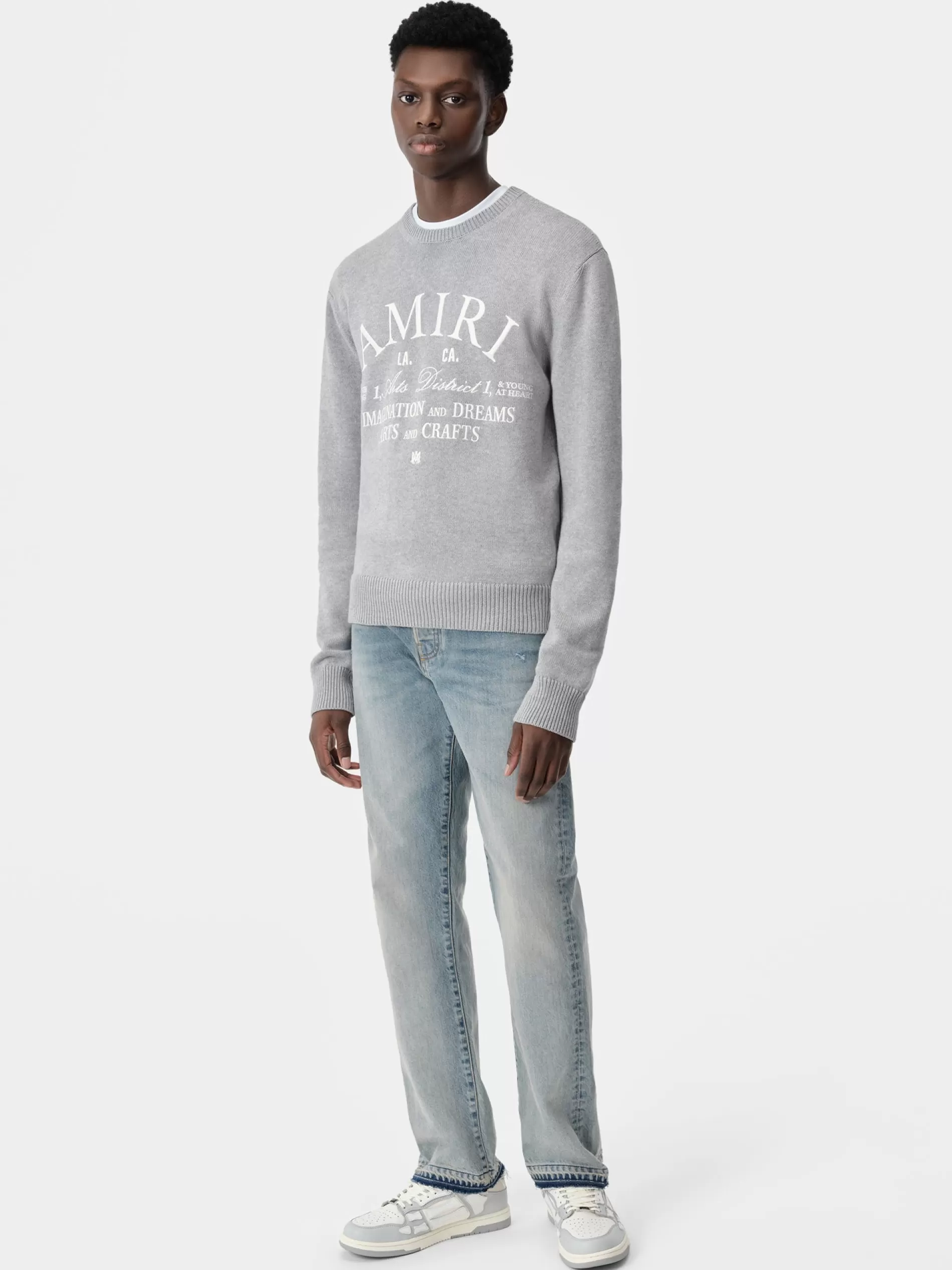 AMIRI Knitwear> ARTS DISTRICT CREW Grey