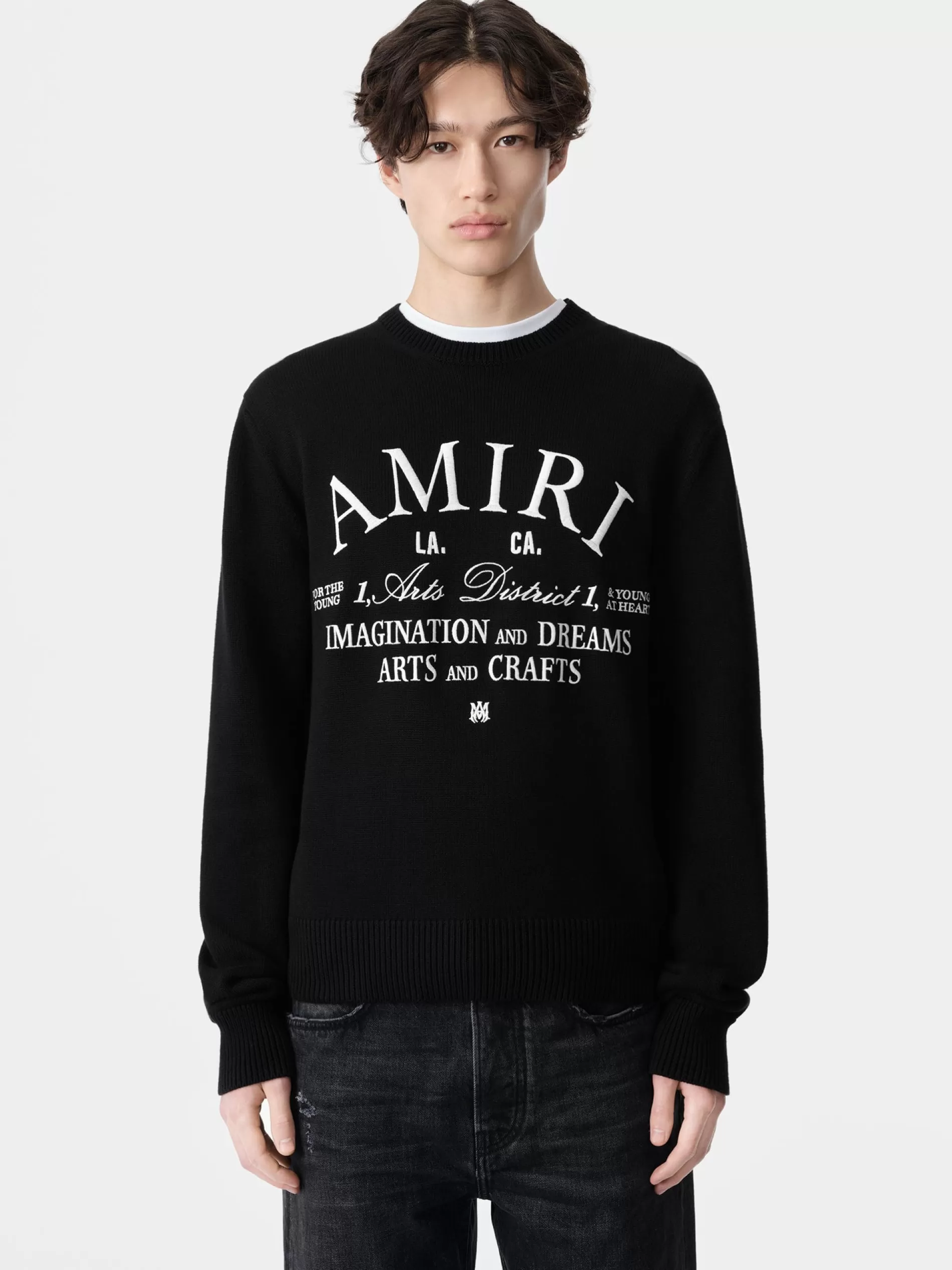 AMIRI Knitwear> ARTS DISTRICT CREW BLACK