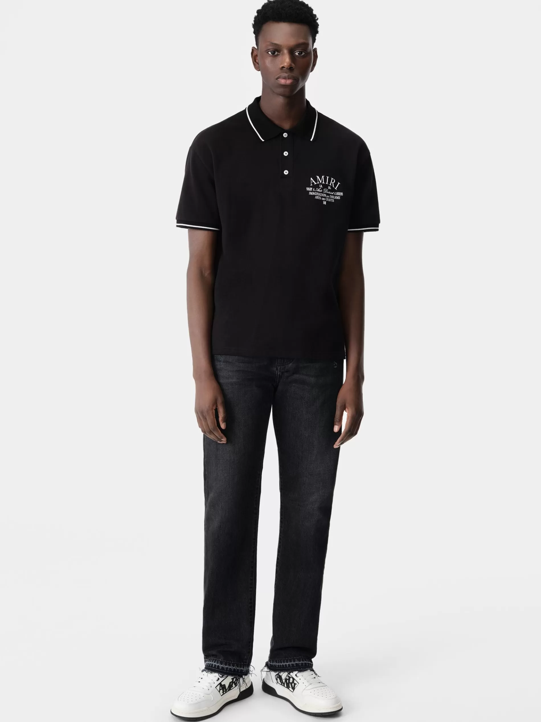 AMIRI Tees> ARTS DISTRICT POLO BLACK