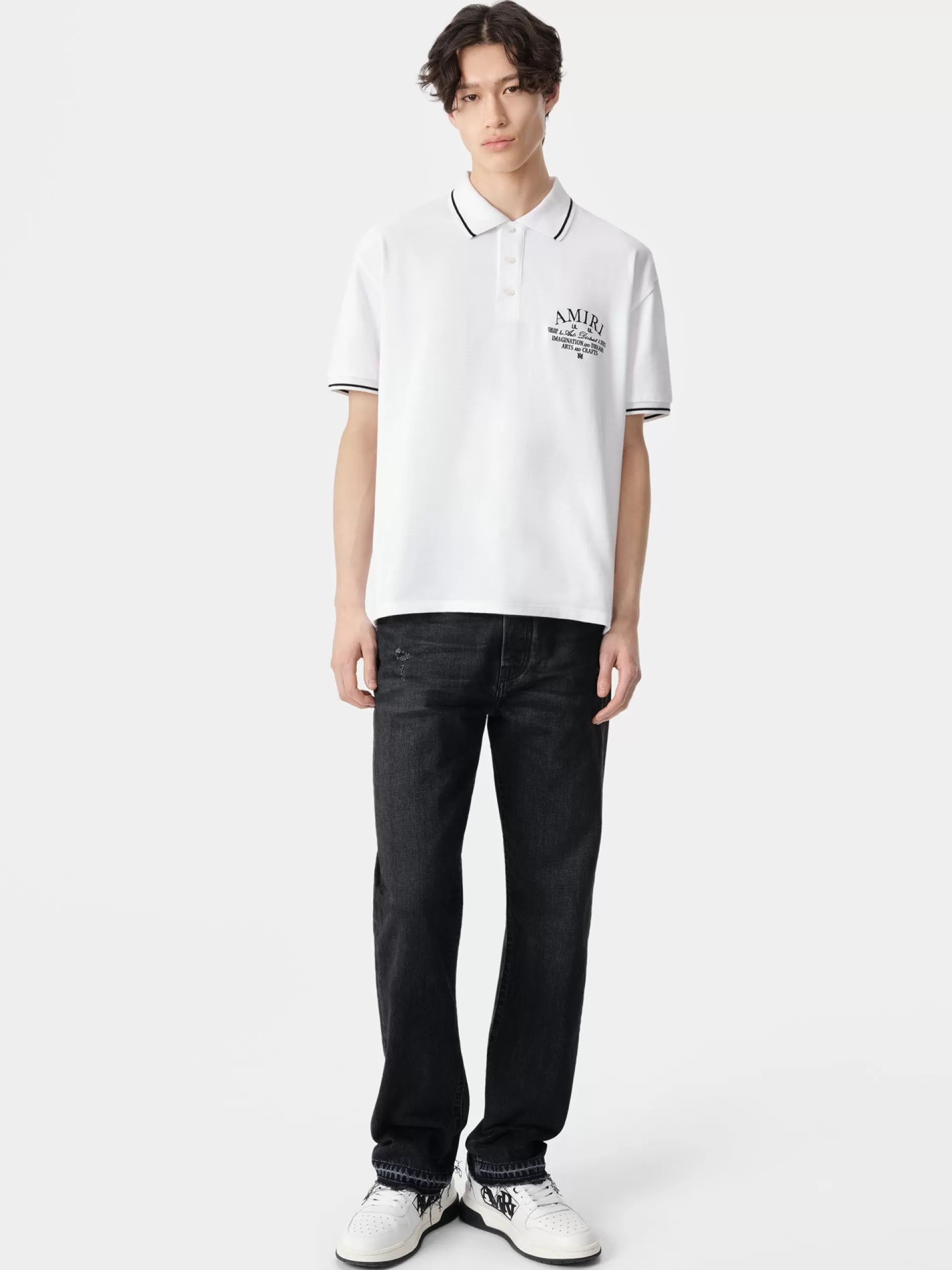 AMIRI Tees> ARTS DISTRICT POLO White