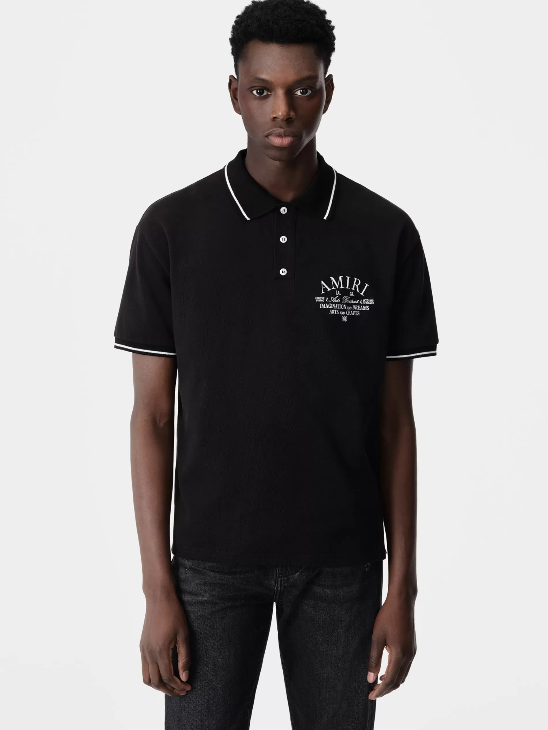 AMIRI Tees> ARTS DISTRICT POLO BLACK