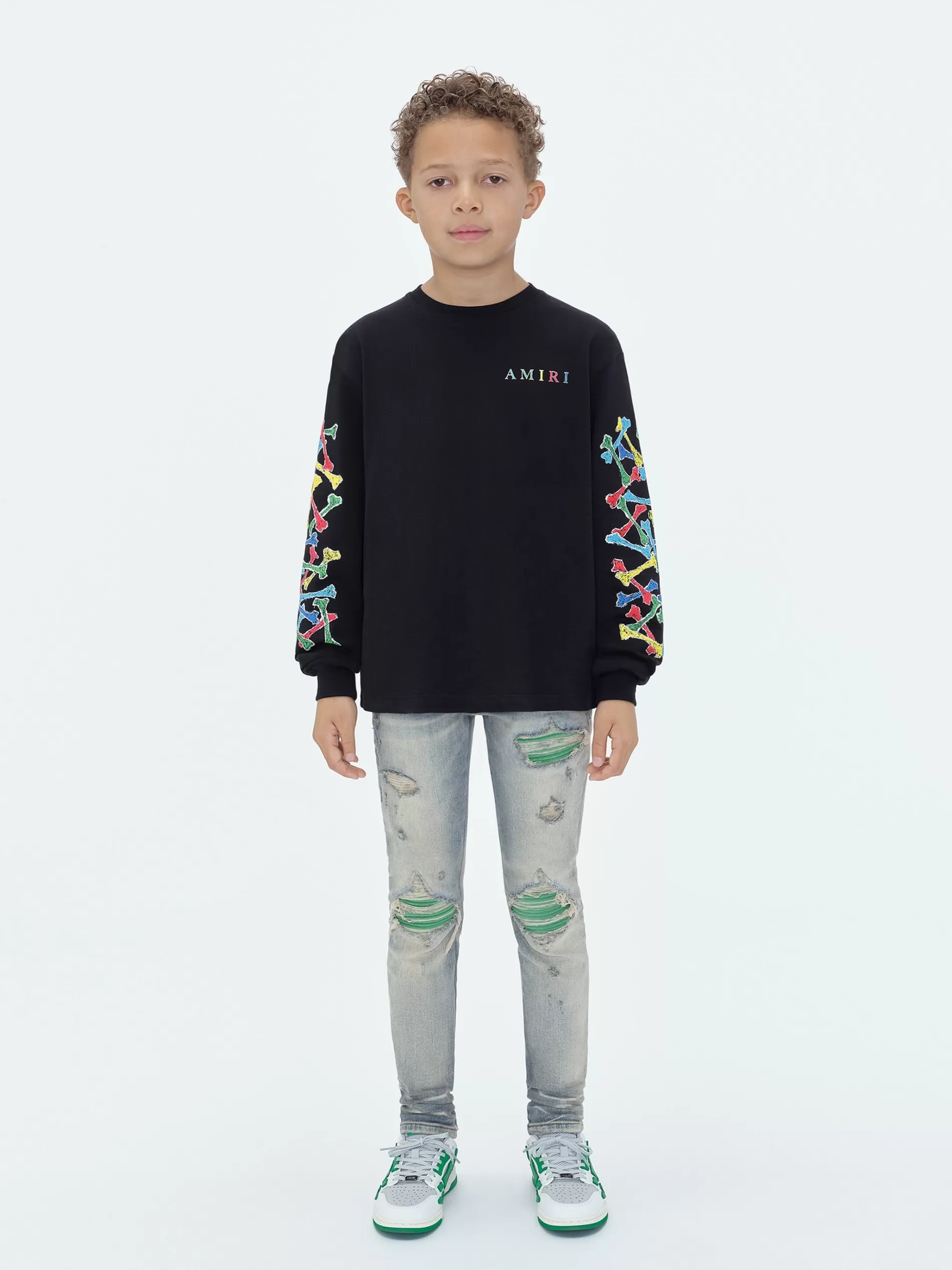 AMIRI Tees> BONES SCRIBBLE LONG SLEEVE TEE BLACK