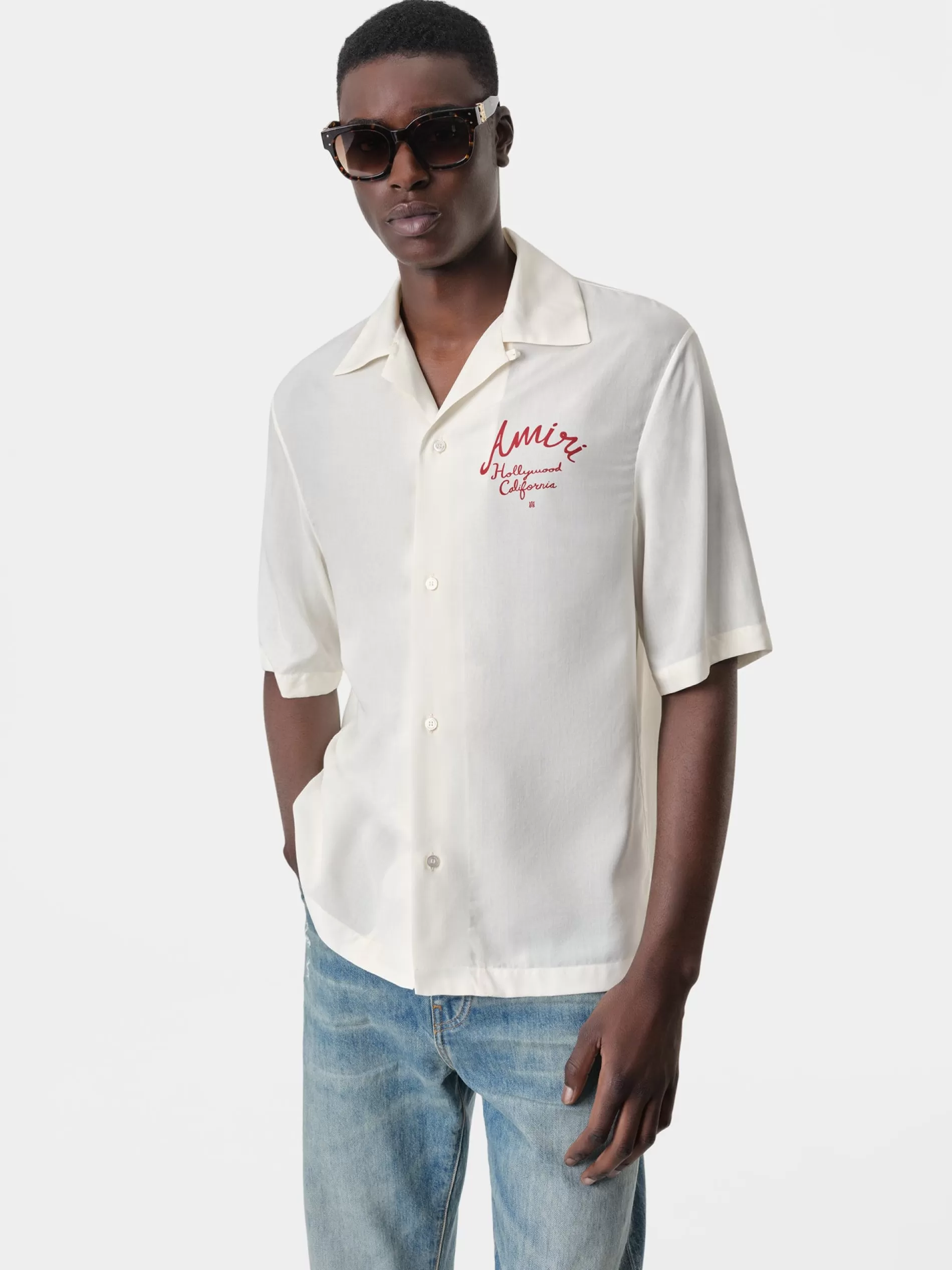 AMIRI Shirts> HOLLYWOOD CAMP SHIRT Alabaster