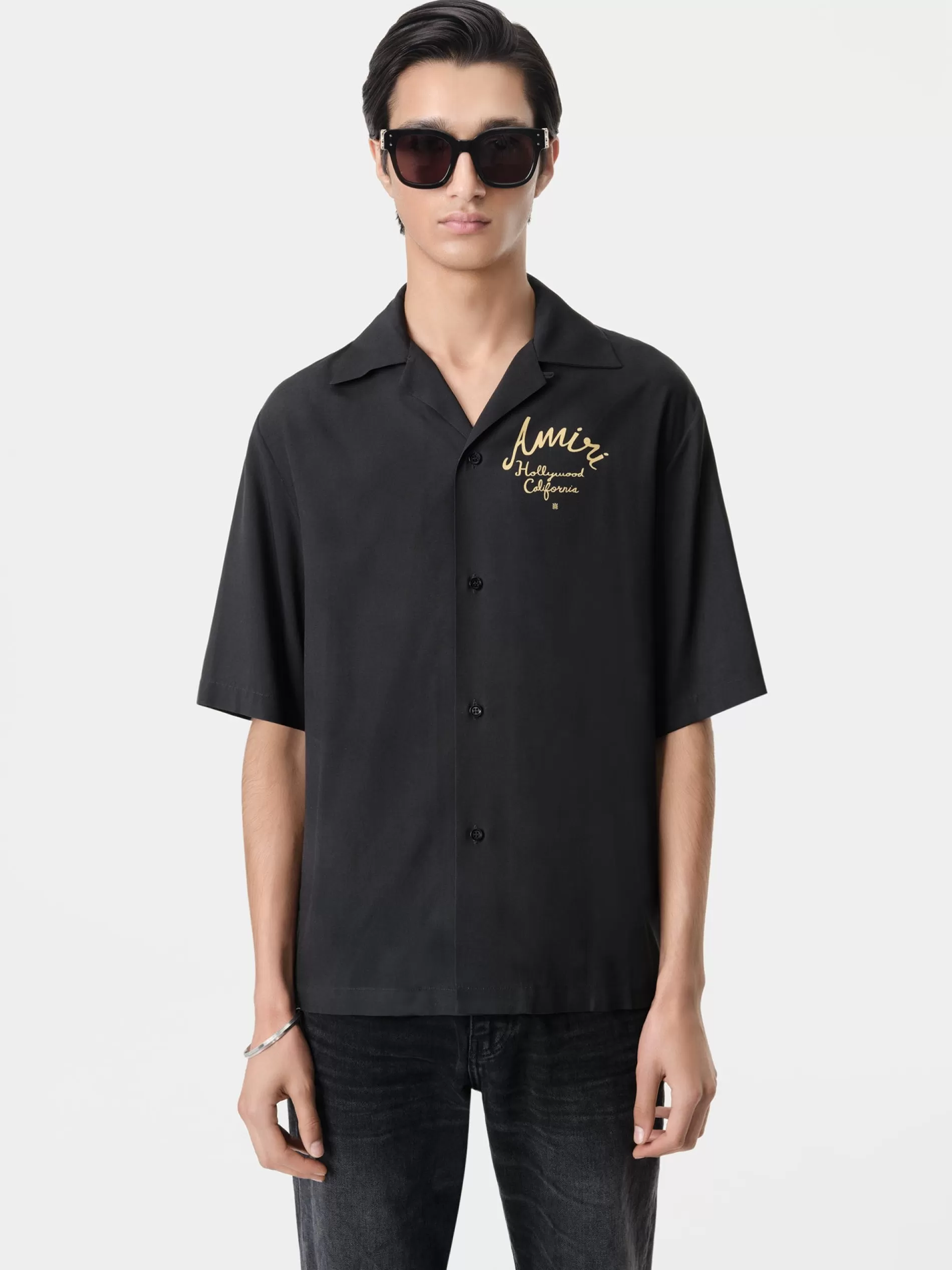 AMIRI Shirts> HOLLYWOOD CAMP SHIRT BLACK