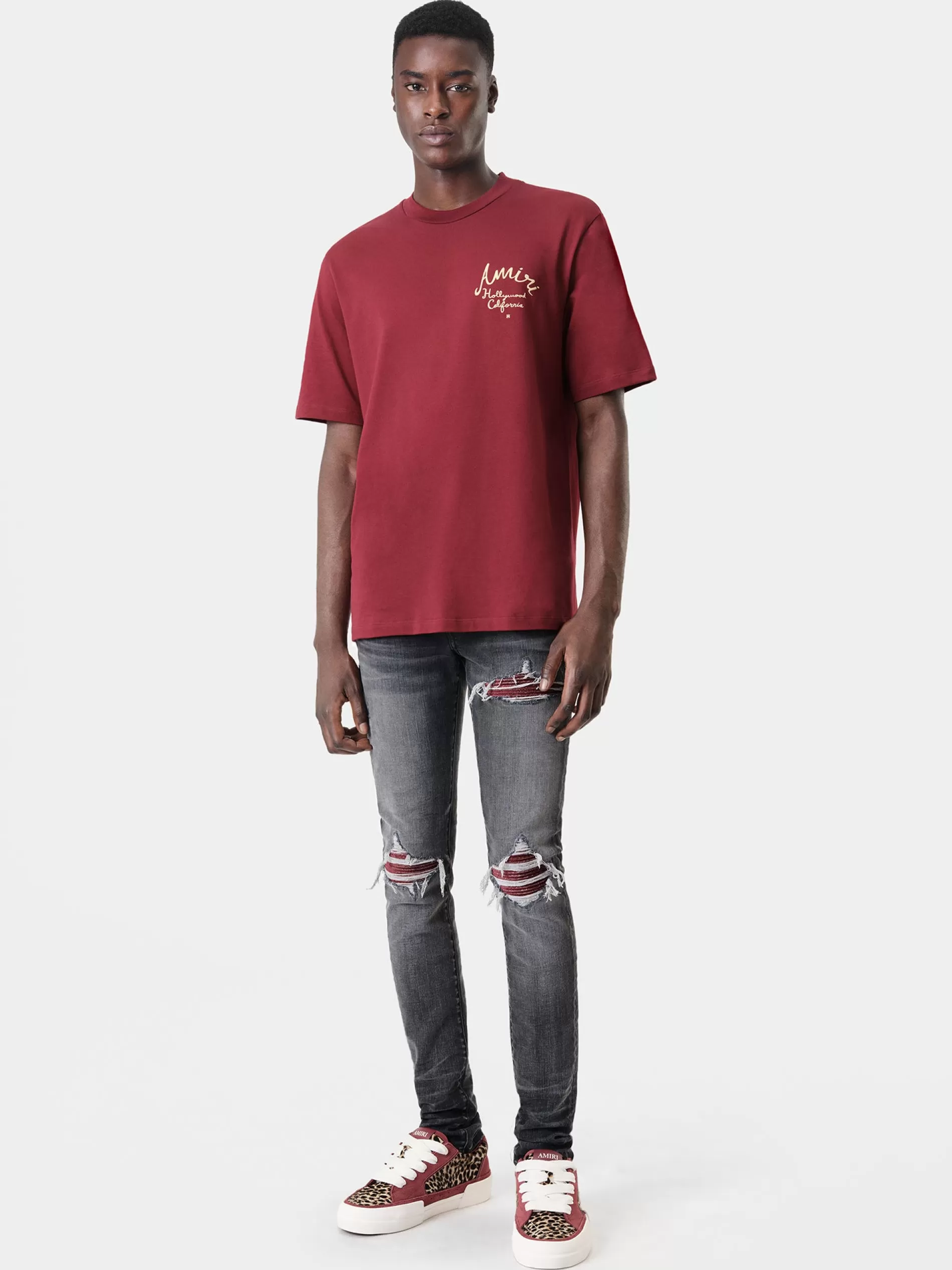 AMIRI Tees> HOLLYWOOD TEE Burgundy