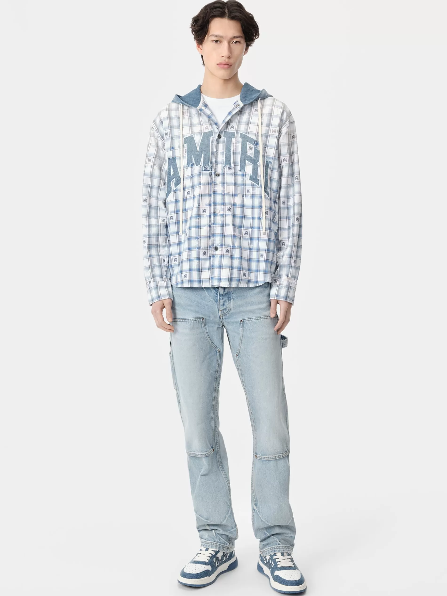 AMIRI Shirts> HOODED OVERSHIRT Cerulean