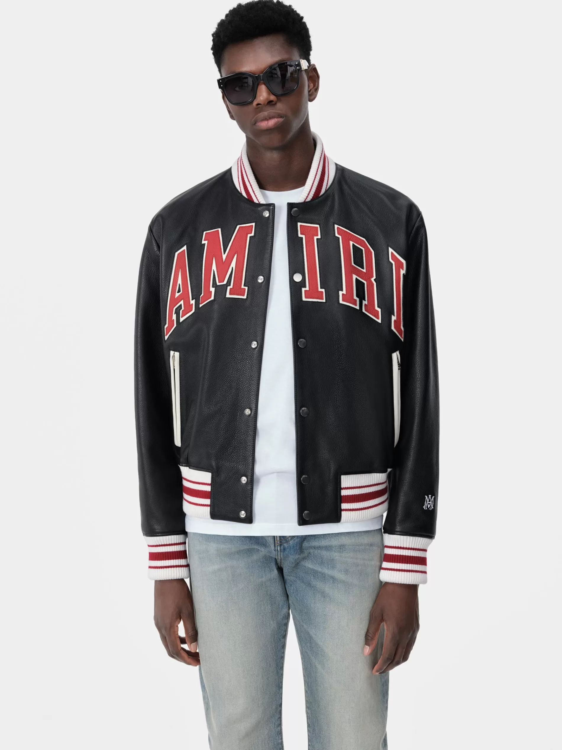 AMIRI Outerwear> LEATHER BOMBER BLACK