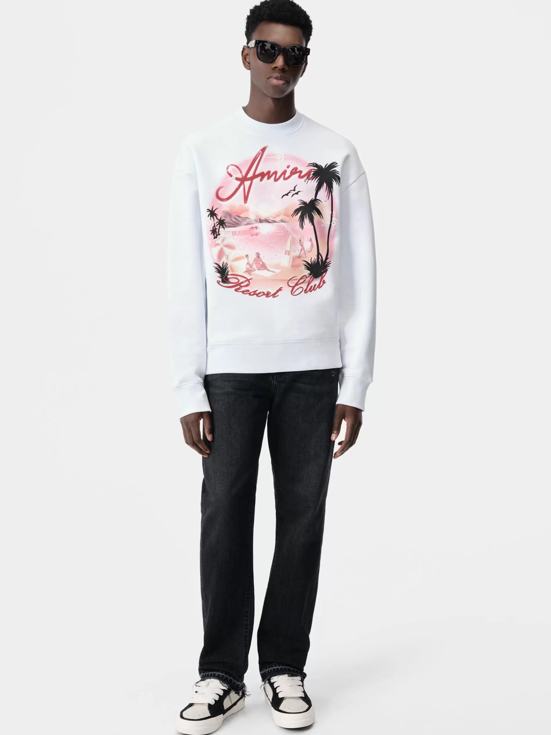 AMIRI Sweatshirts> PARADISE AIRBRUSH CREW White