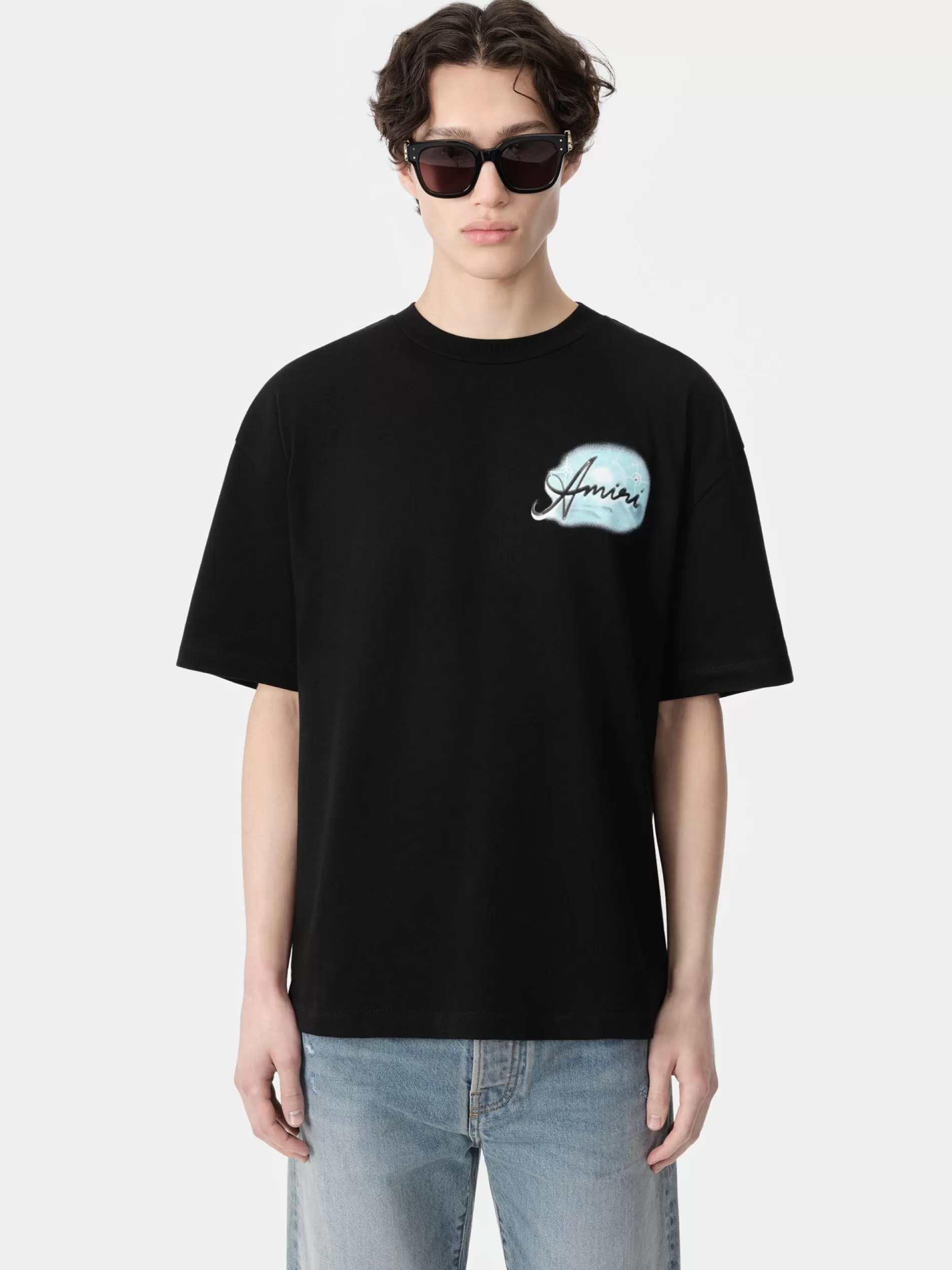 AMIRI Tees> PARADISE AIRBRUSH TEE BLACK