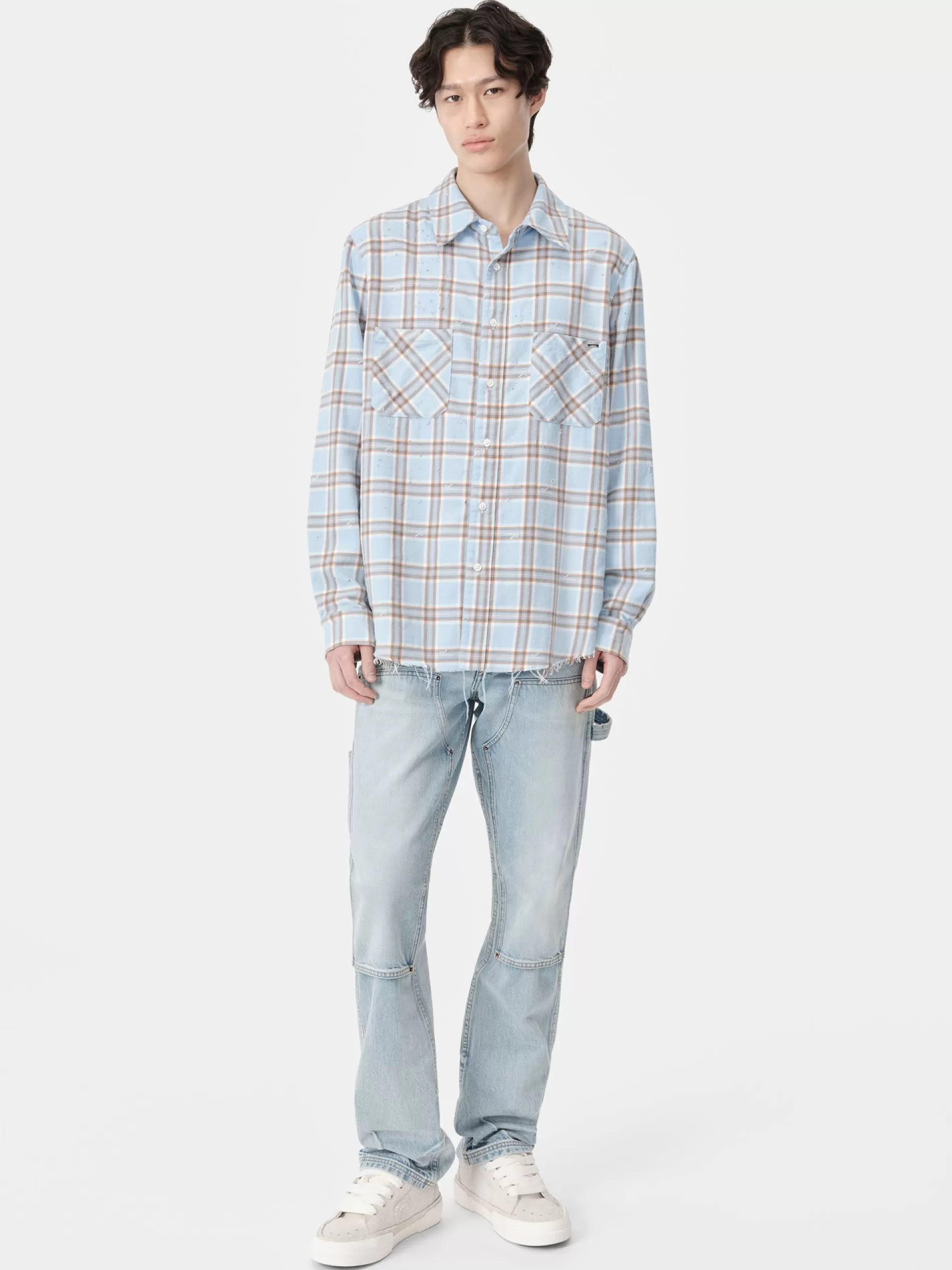 AMIRI Shirts> SHOTGUN FLANNEL Sea Blue