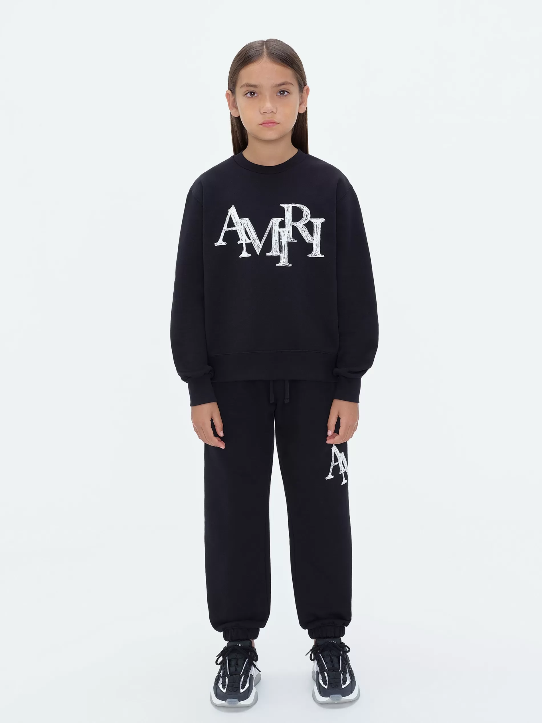 AMIRI Sweatshirts> STAGGERED SCRIBBLE CREWNECK BLACK