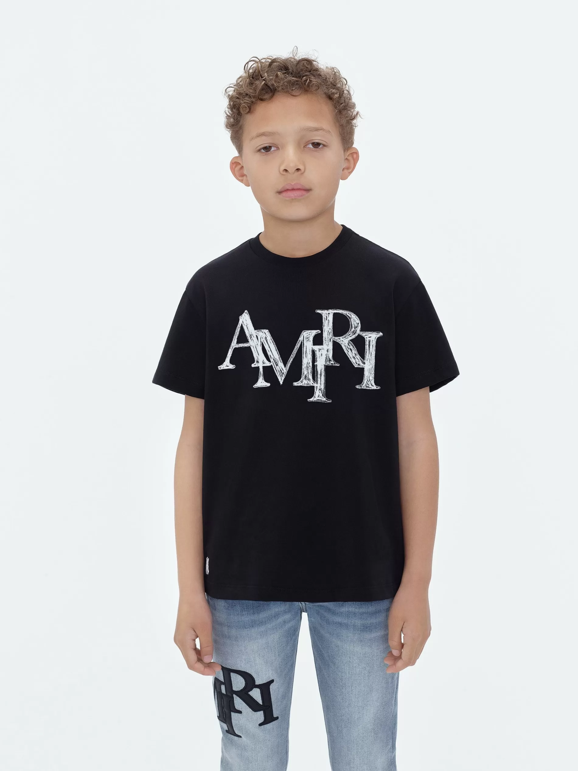 AMIRI Tees> STAGGERED SCRIBBLE TEE BLACK