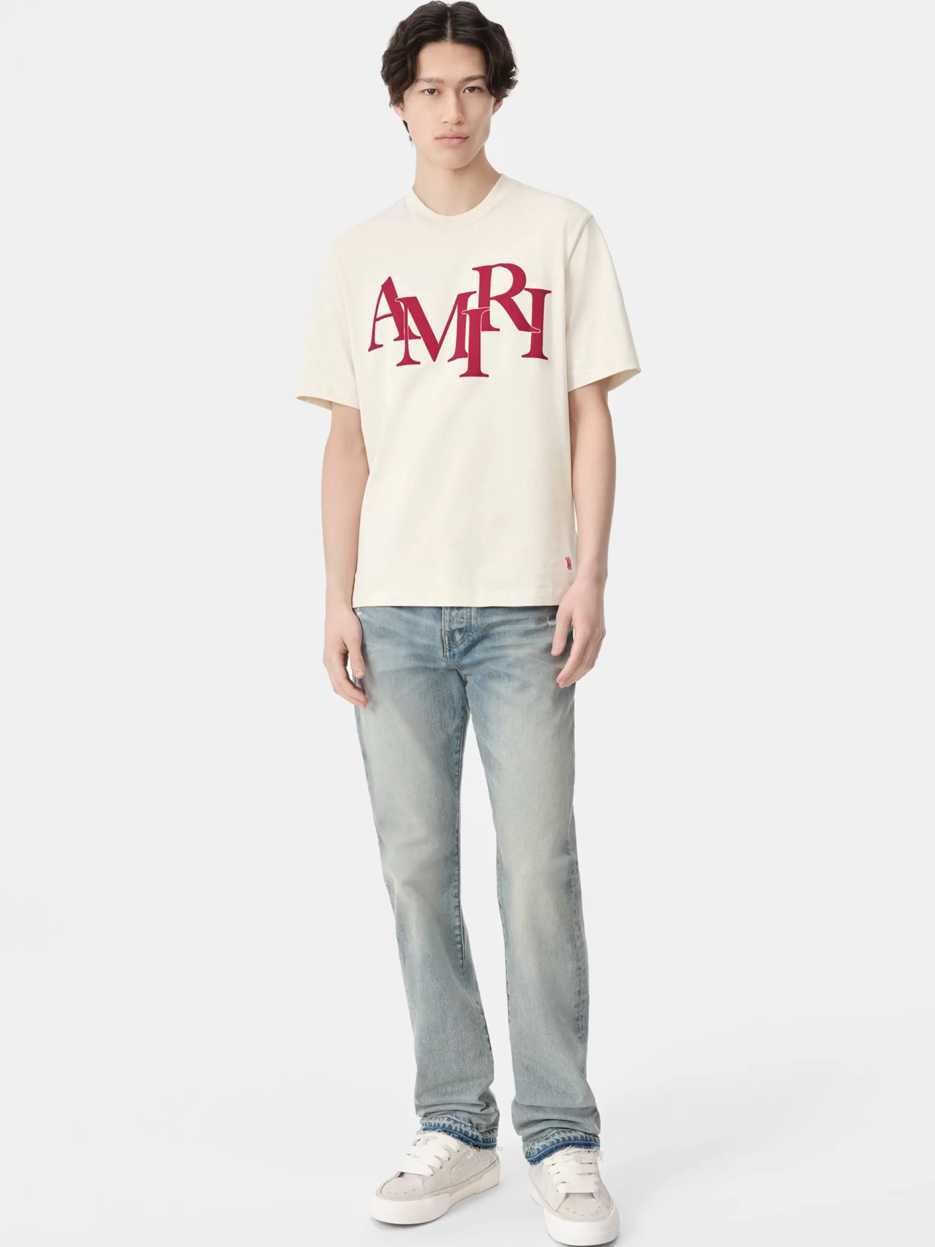 AMIRI Tees> STAGGERED TEE BIRCH