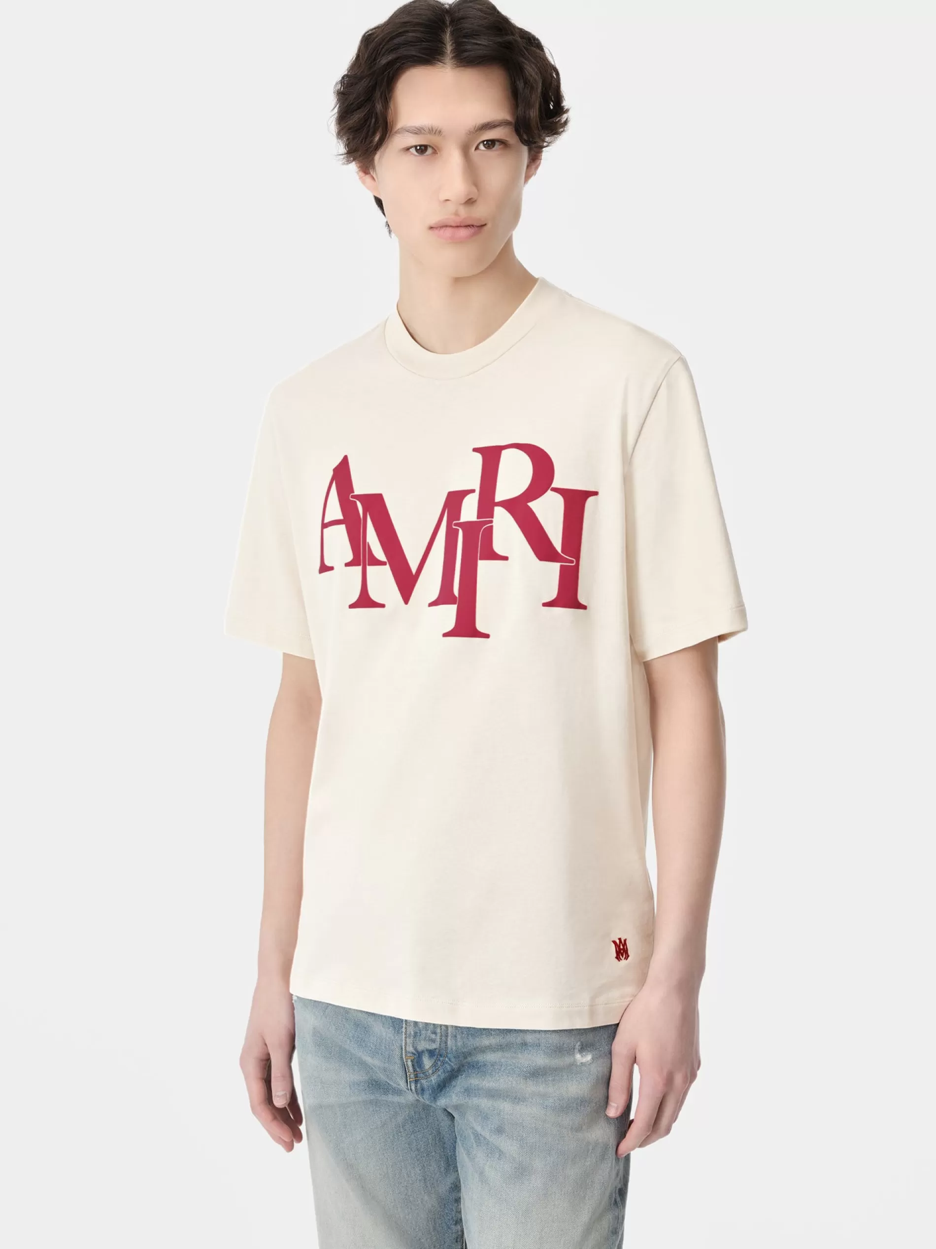 AMIRI Tees> STAGGERED TEE BIRCH