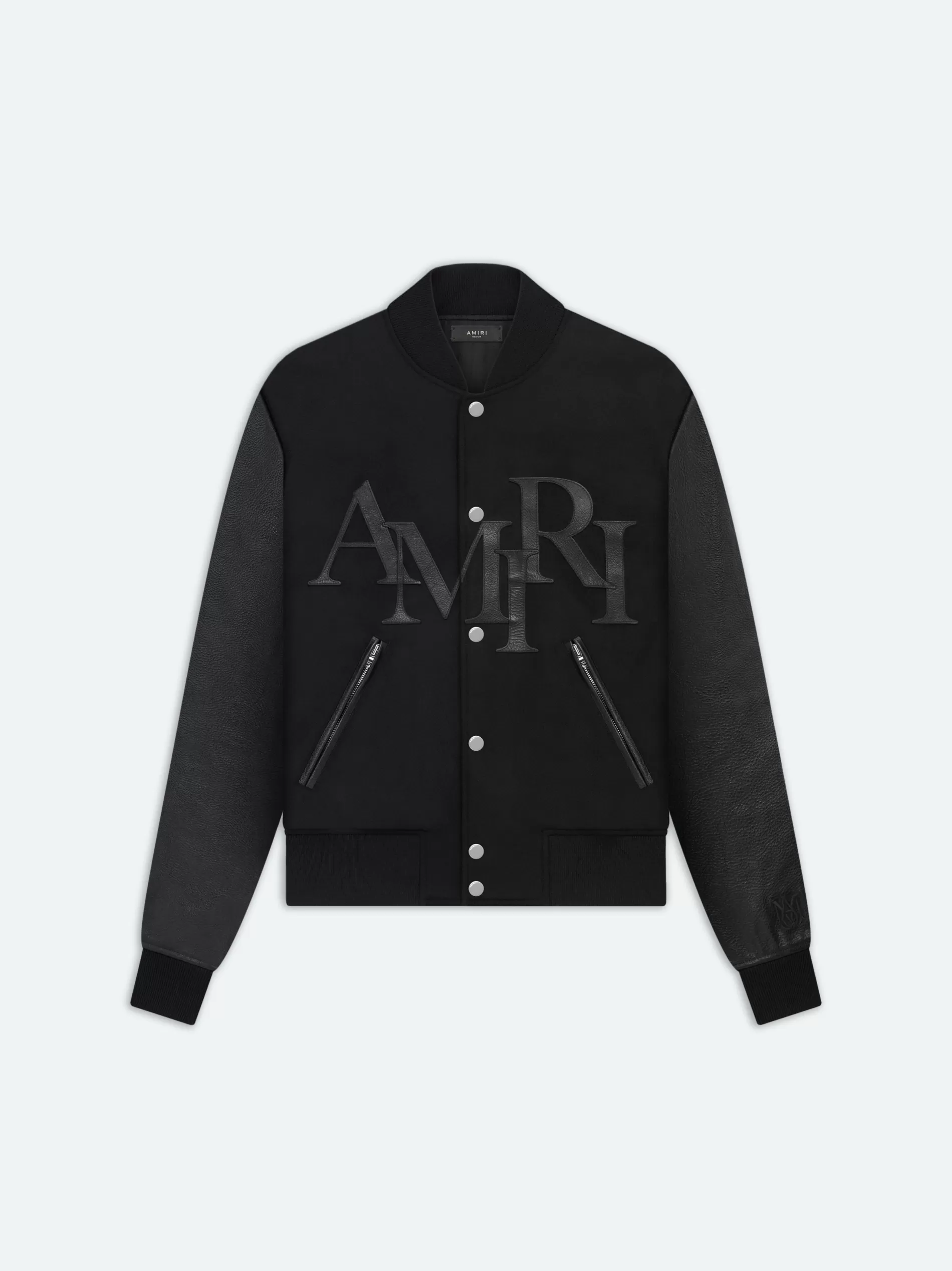 AMIRI Outerwear> STAGGERED VARSITY JACKET BLACK