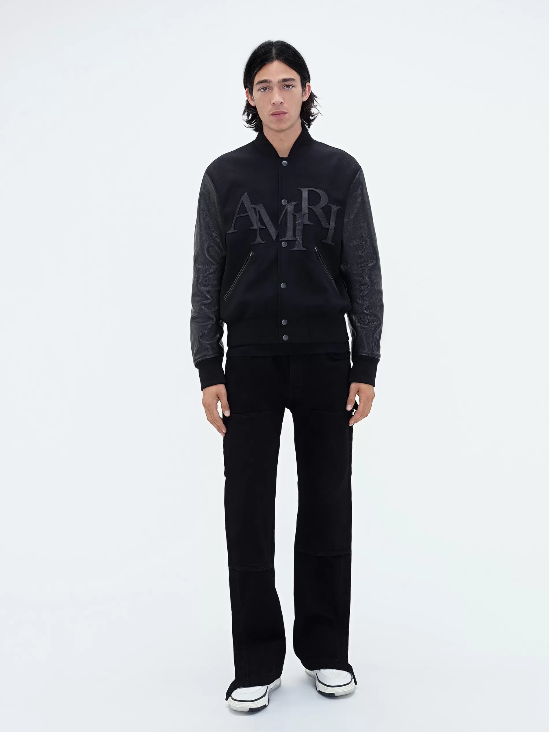 AMIRI Outerwear> STAGGERED VARSITY JACKET BLACK