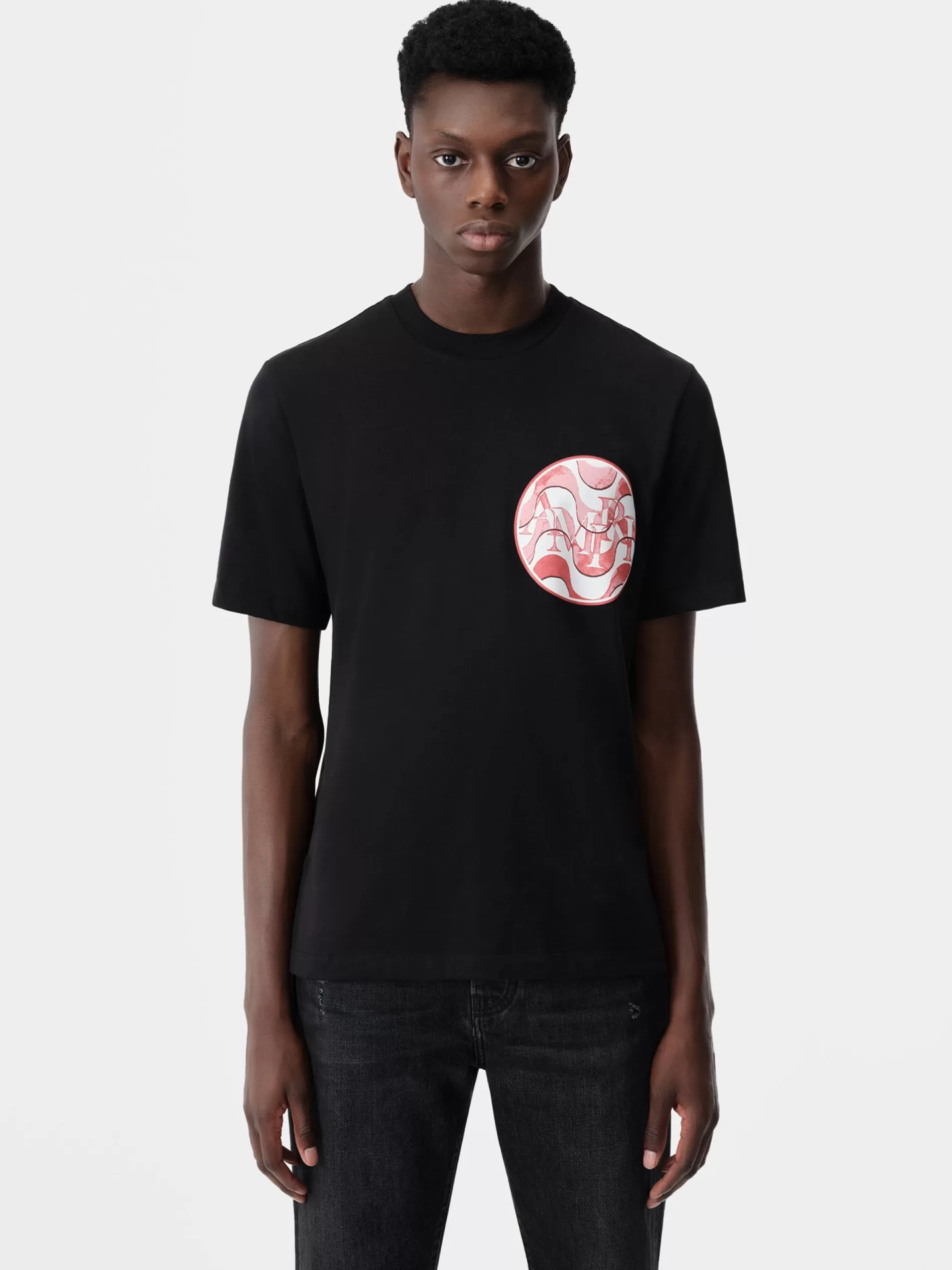 AMIRI Tees> STAGGERED WAVE TEE Black Red