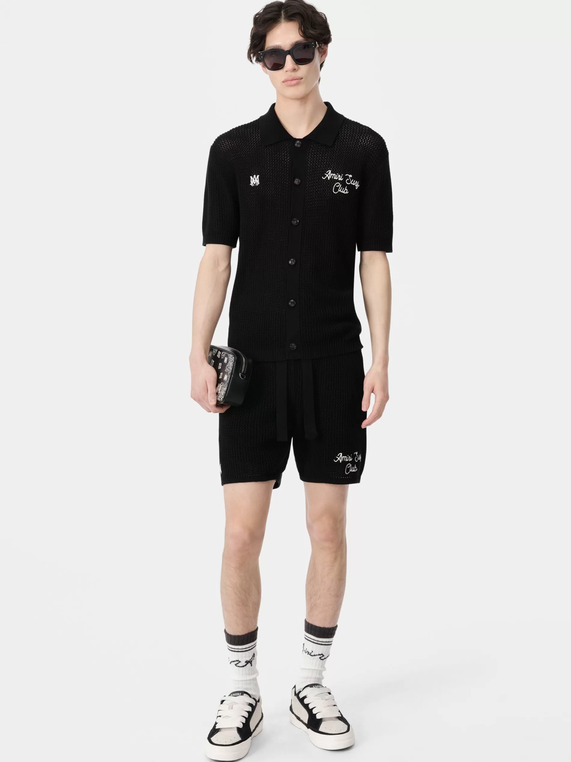 AMIRI Shorts & Sweatpants | Knitwear> SURF CLUB CROTCHET SHORT BLACK