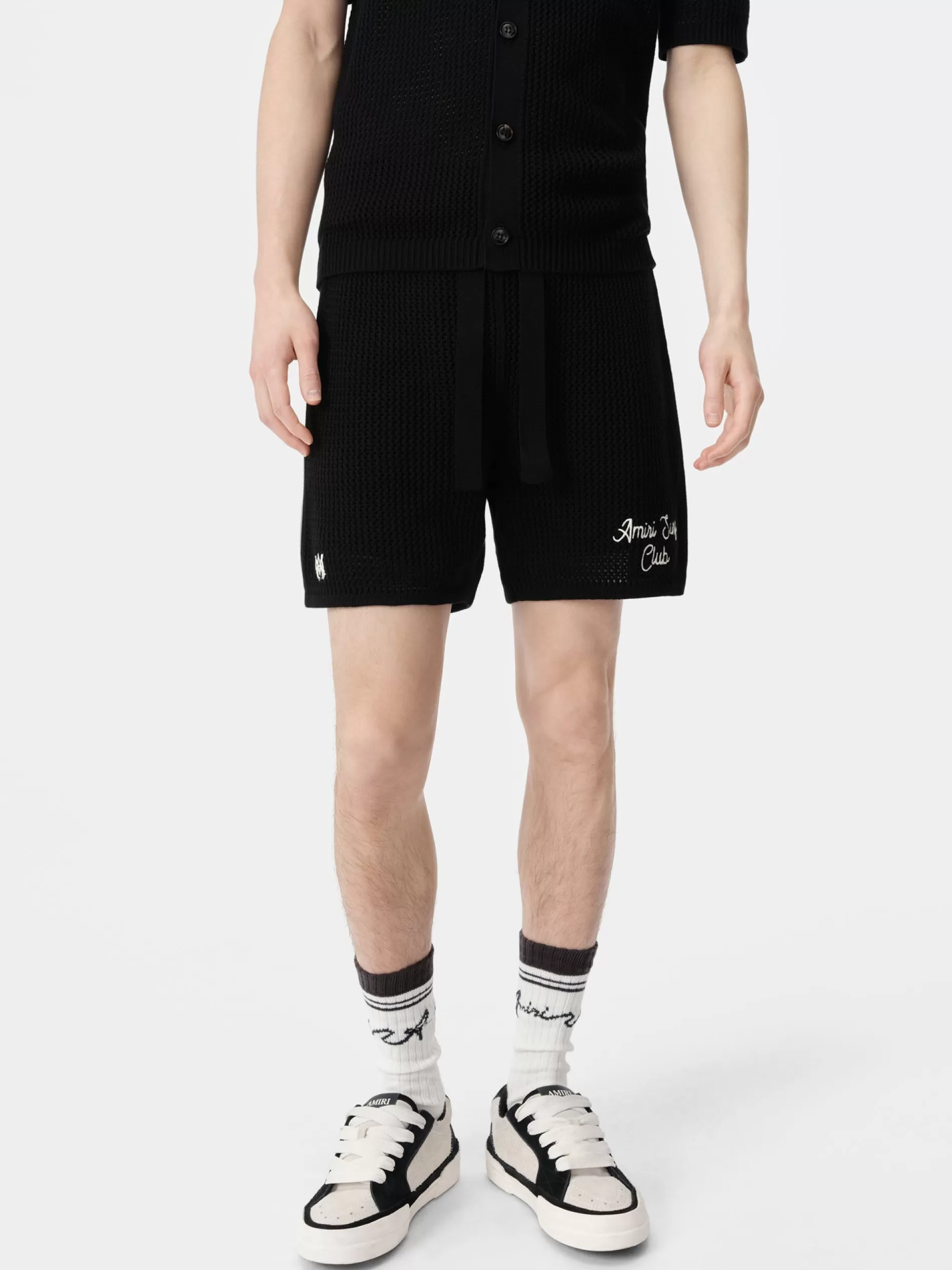 AMIRI Shorts & Sweatpants | Knitwear> SURF CLUB CROTCHET SHORT BLACK