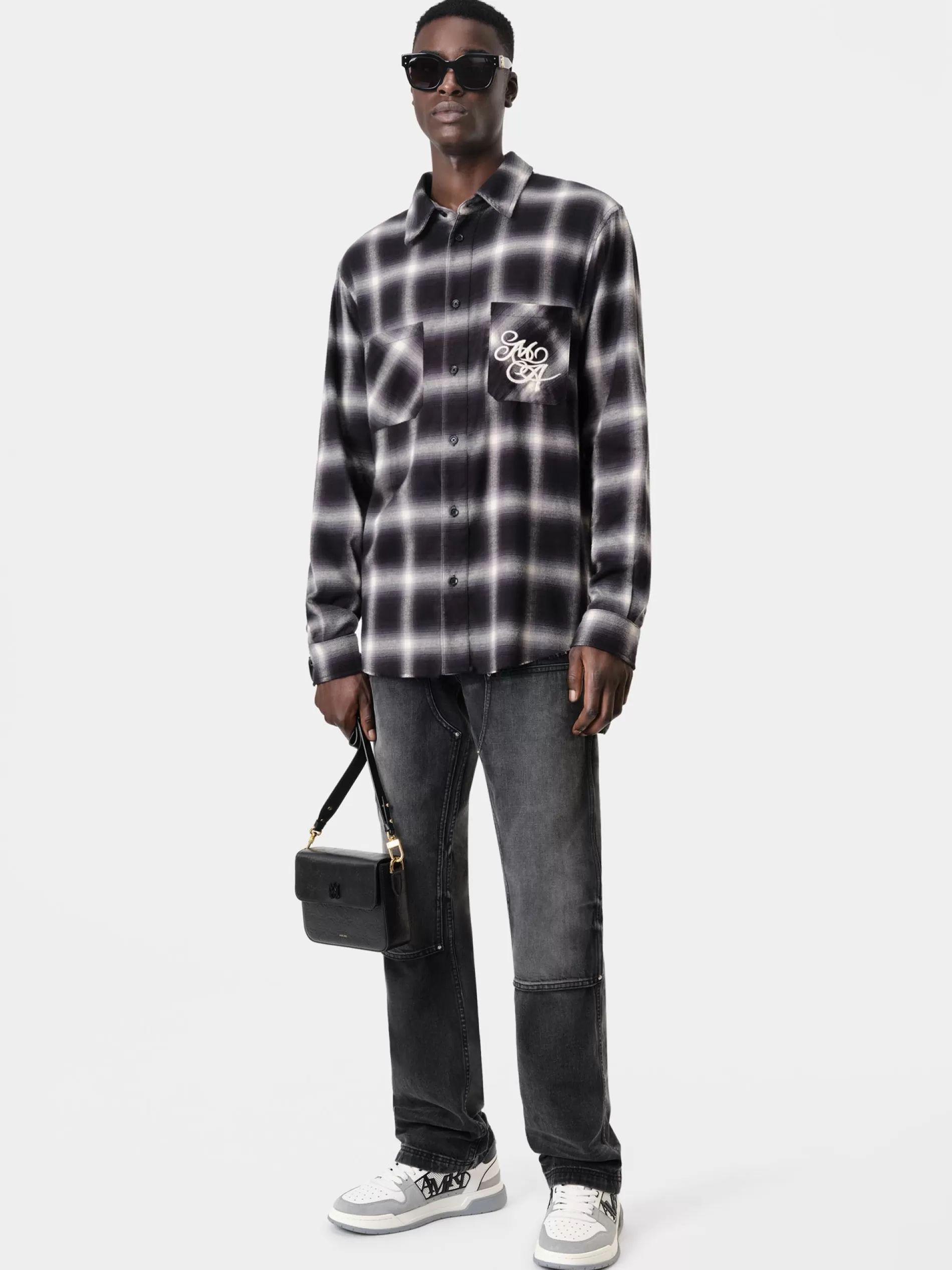 AMIRI Shirts> SWIRL FLANNEL SHIRT BLACK