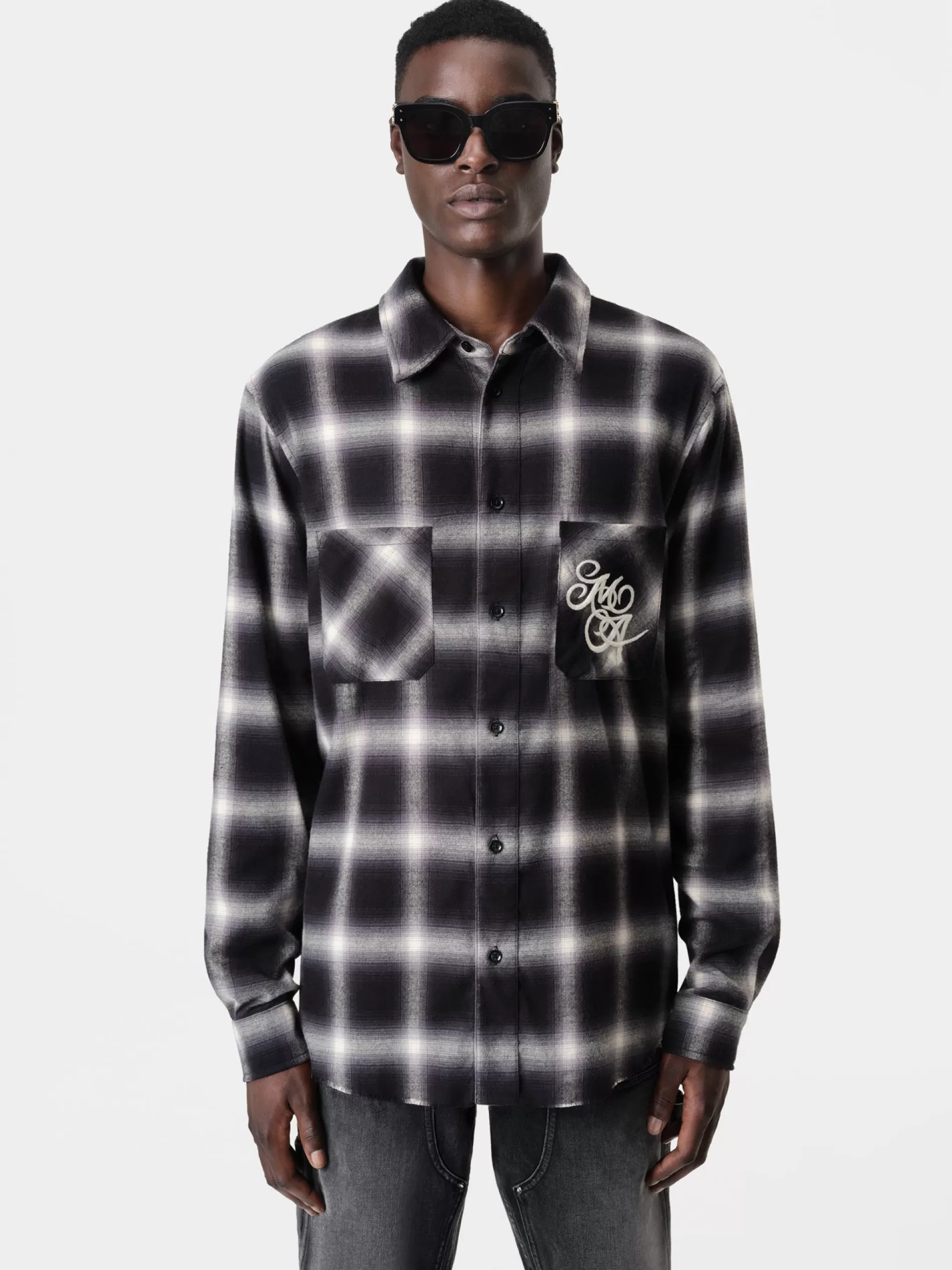 AMIRI Shirts> SWIRL FLANNEL SHIRT BLACK