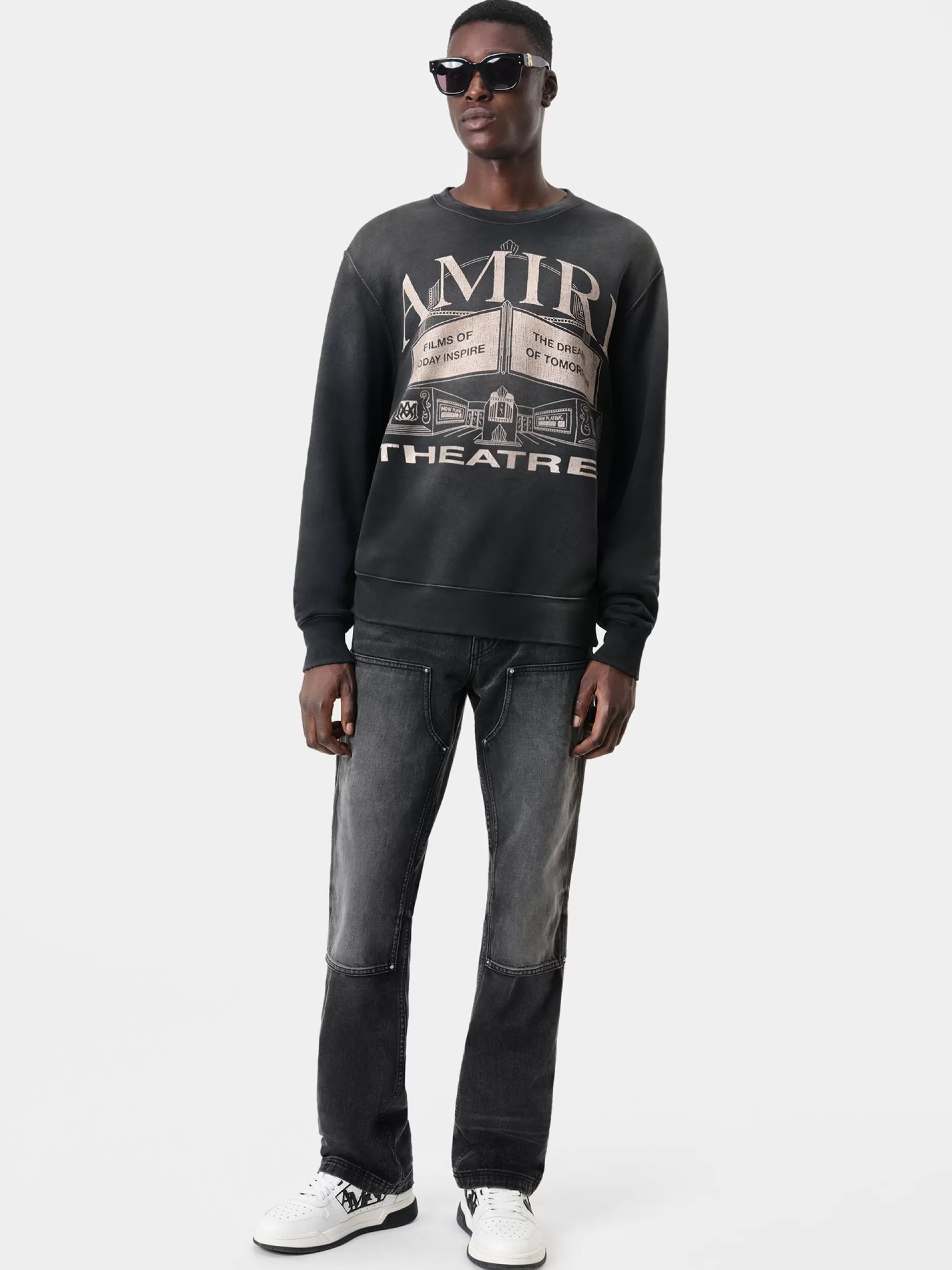 AMIRI Sweatshirts> THEATERS VINTAGE CREW BLACK