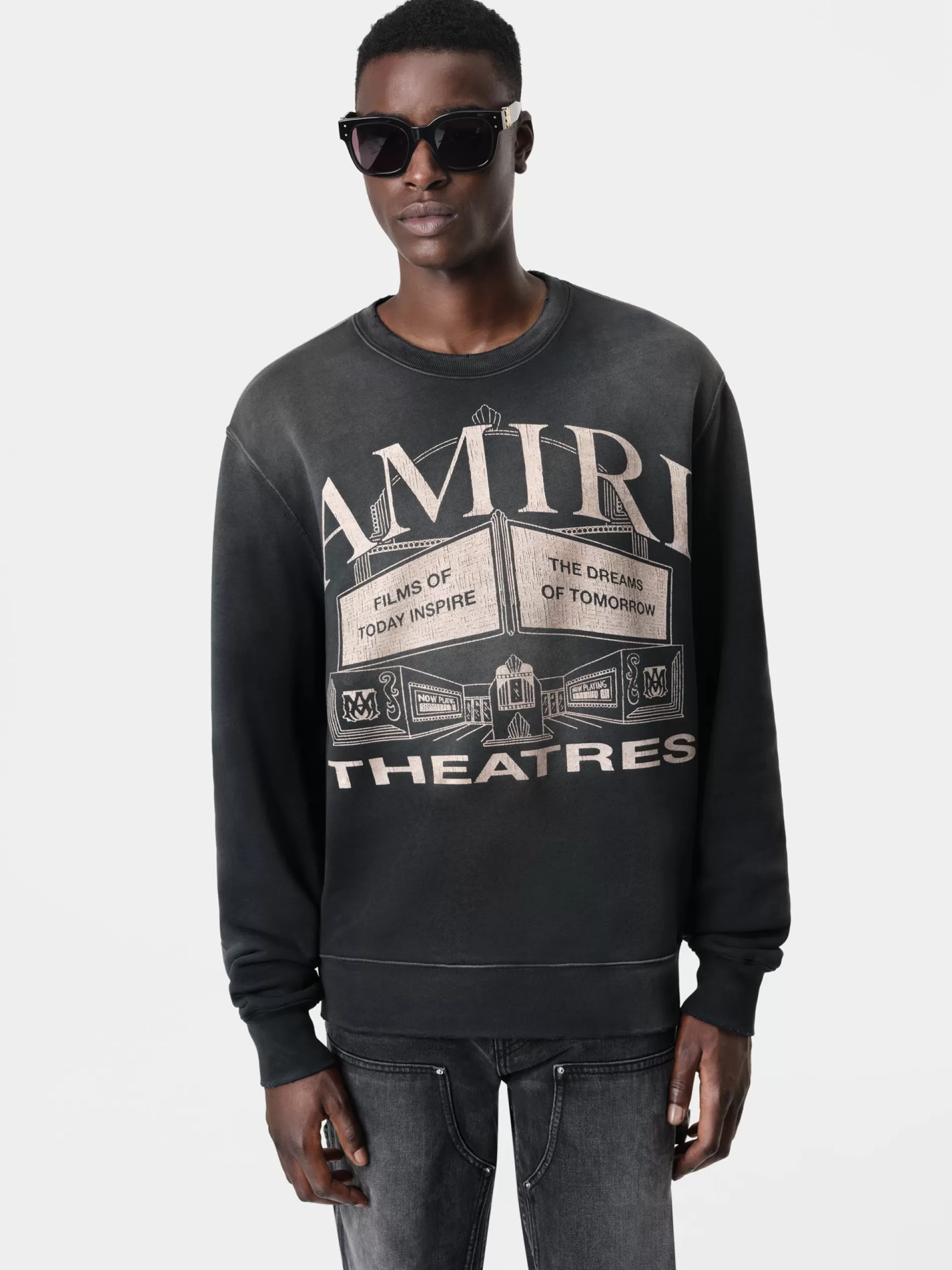 AMIRI Sweatshirts> THEATERS VINTAGE CREW BLACK
