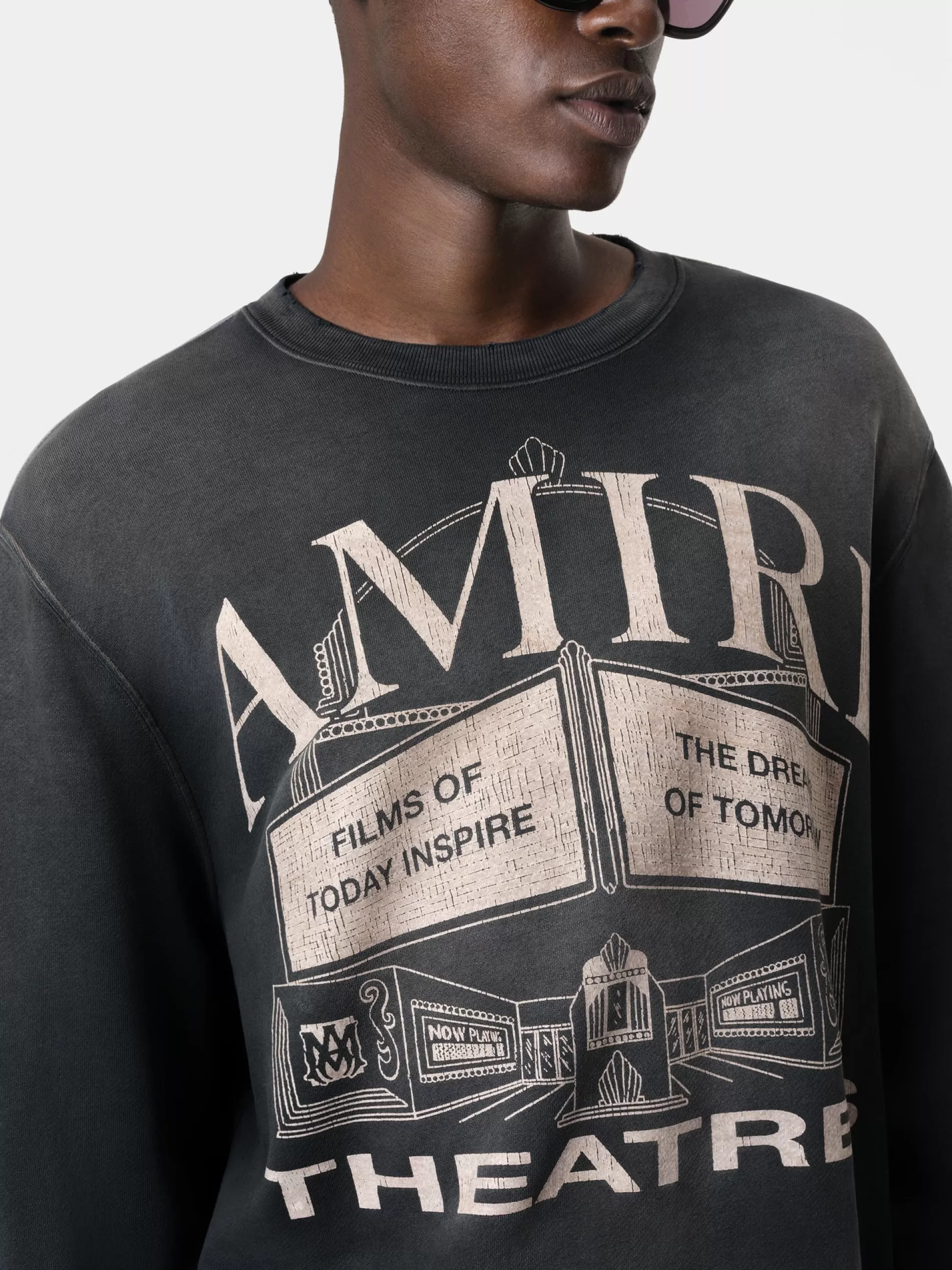 AMIRI Sweatshirts> THEATERS VINTAGE CREW BLACK