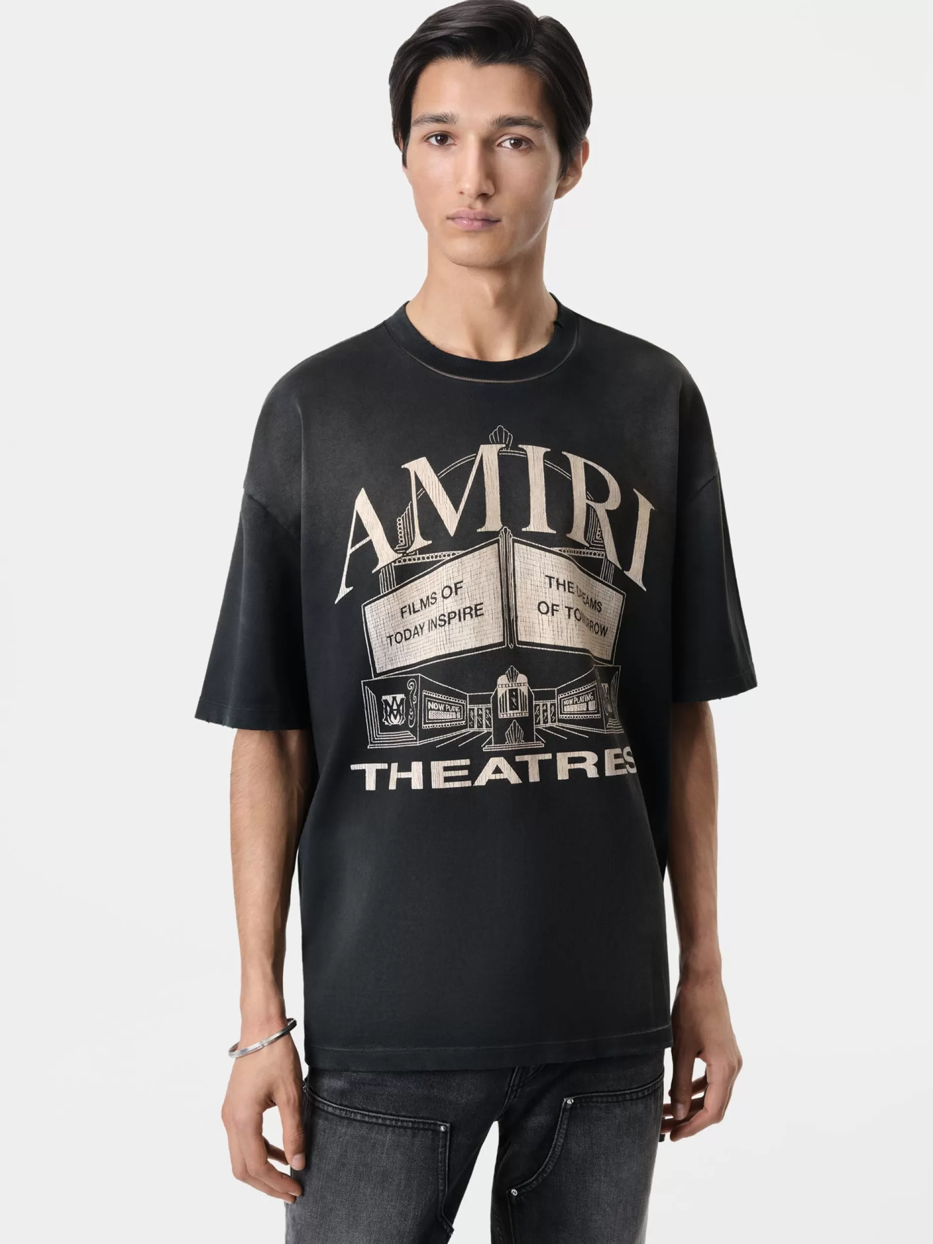 AMIRI Tees> THEATRES OVERSIZED TEE BLACK