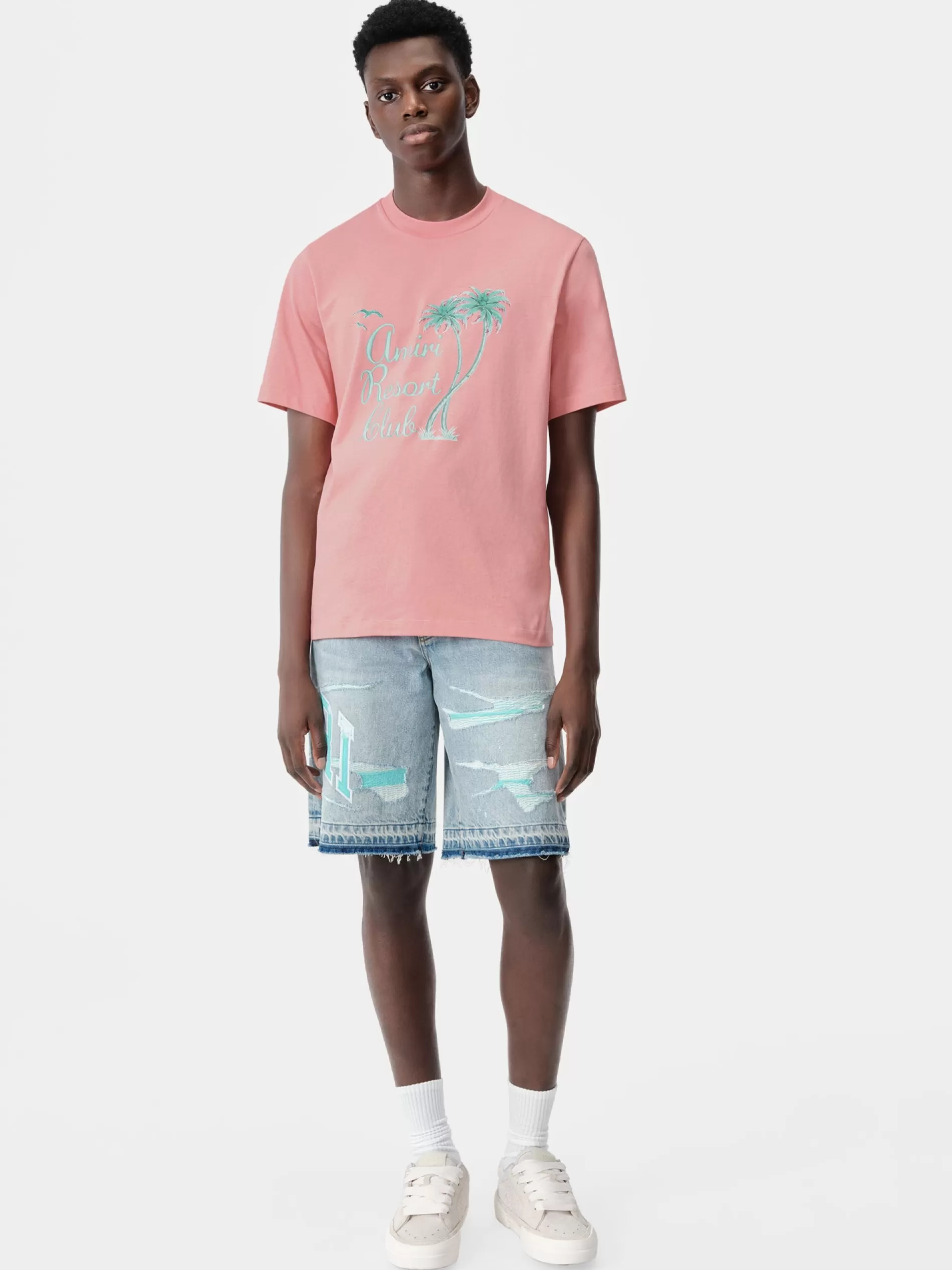 AMIRI Tees> TWISTED PALMS TEE Flamingo Pink