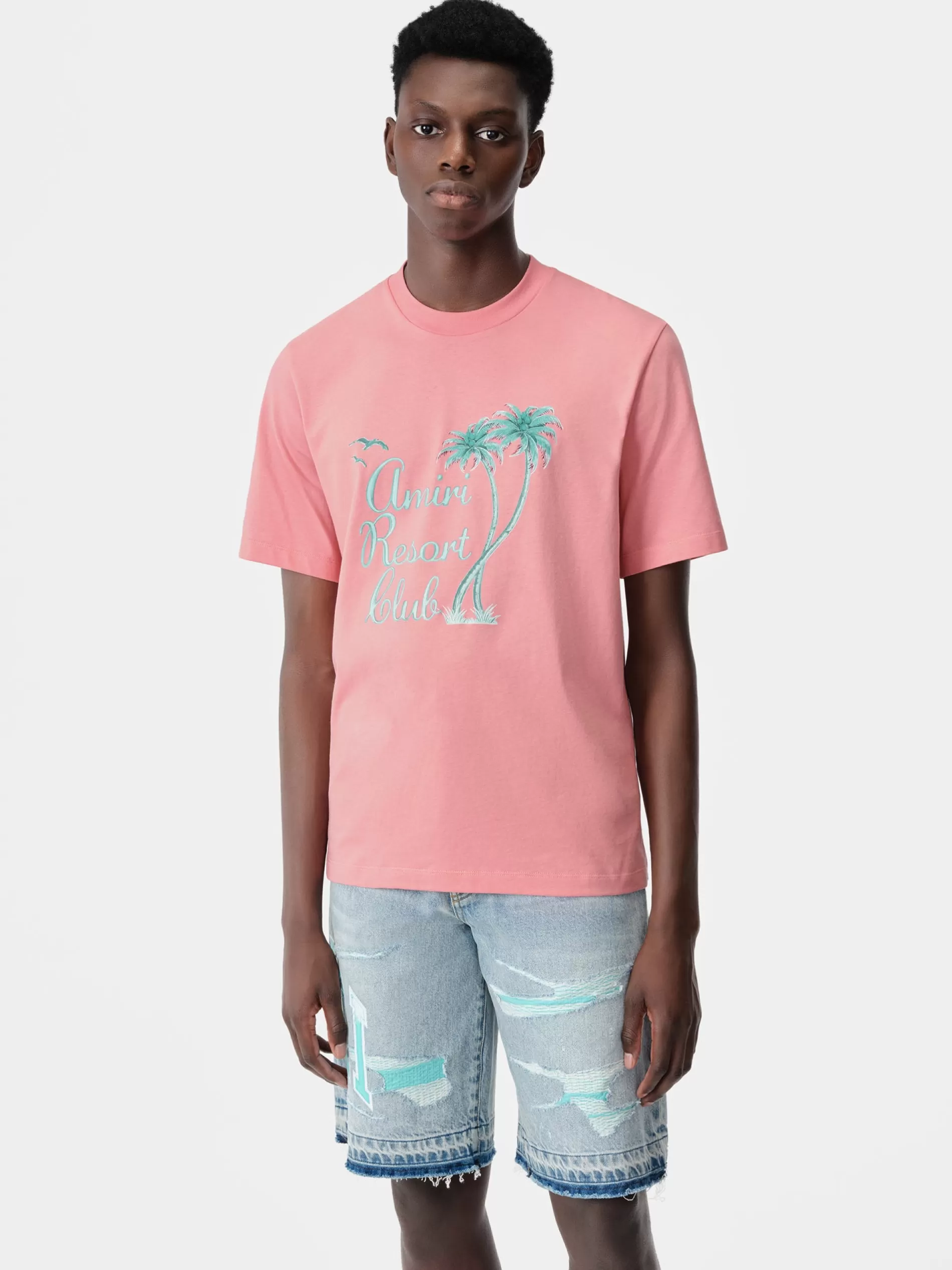 AMIRI Tees> TWISTED PALMS TEE Flamingo Pink