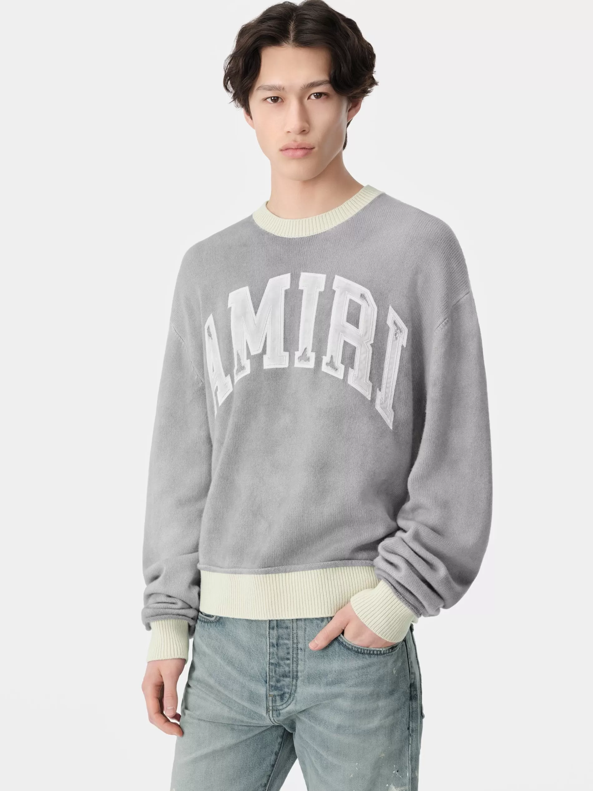 AMIRI Knitwear> VINTAGE CASHMERE CREW Grey