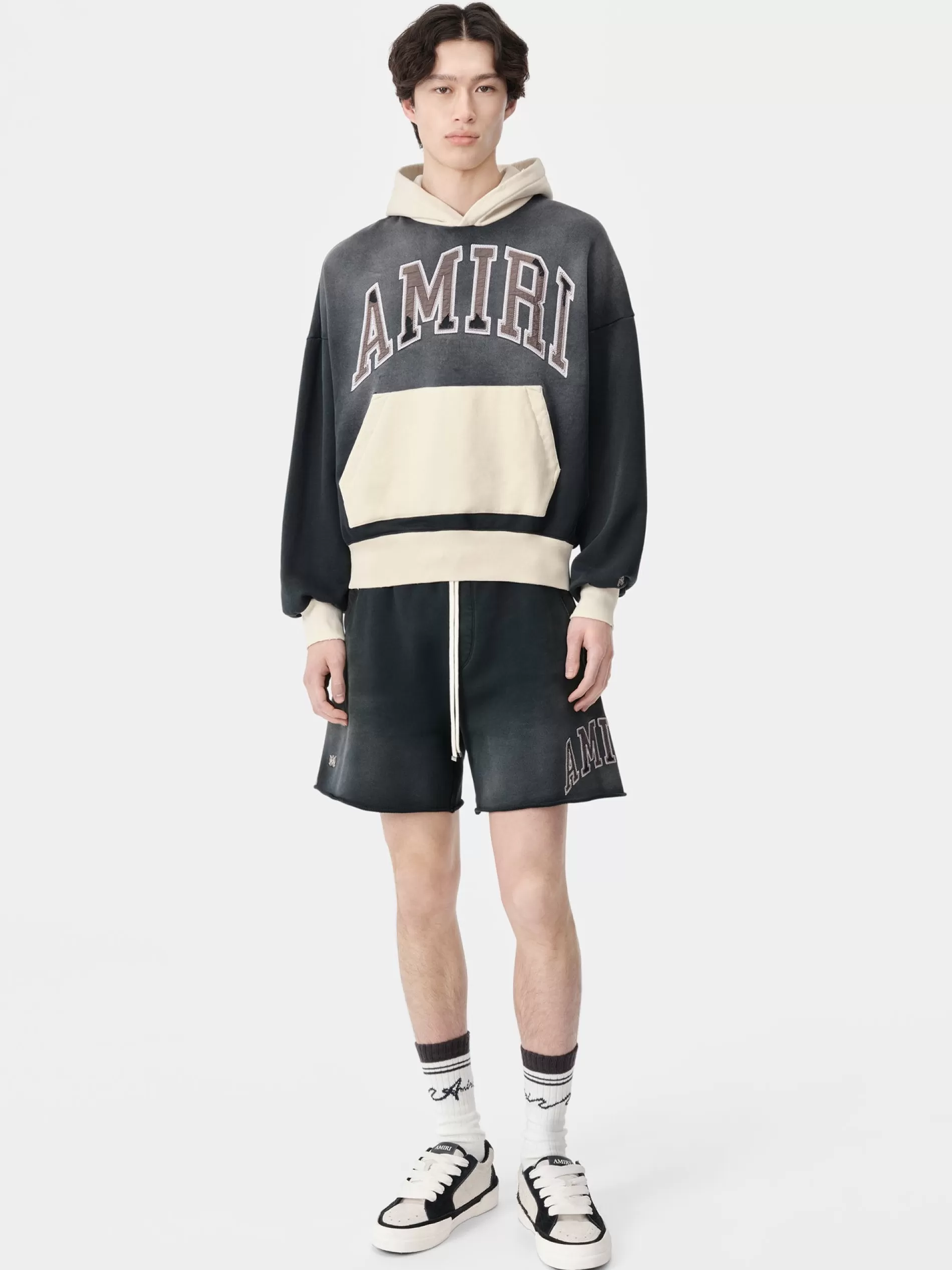 AMIRI Shorts & Sweatpants> VINTAGE COLLEGIATE SHORT BLACK