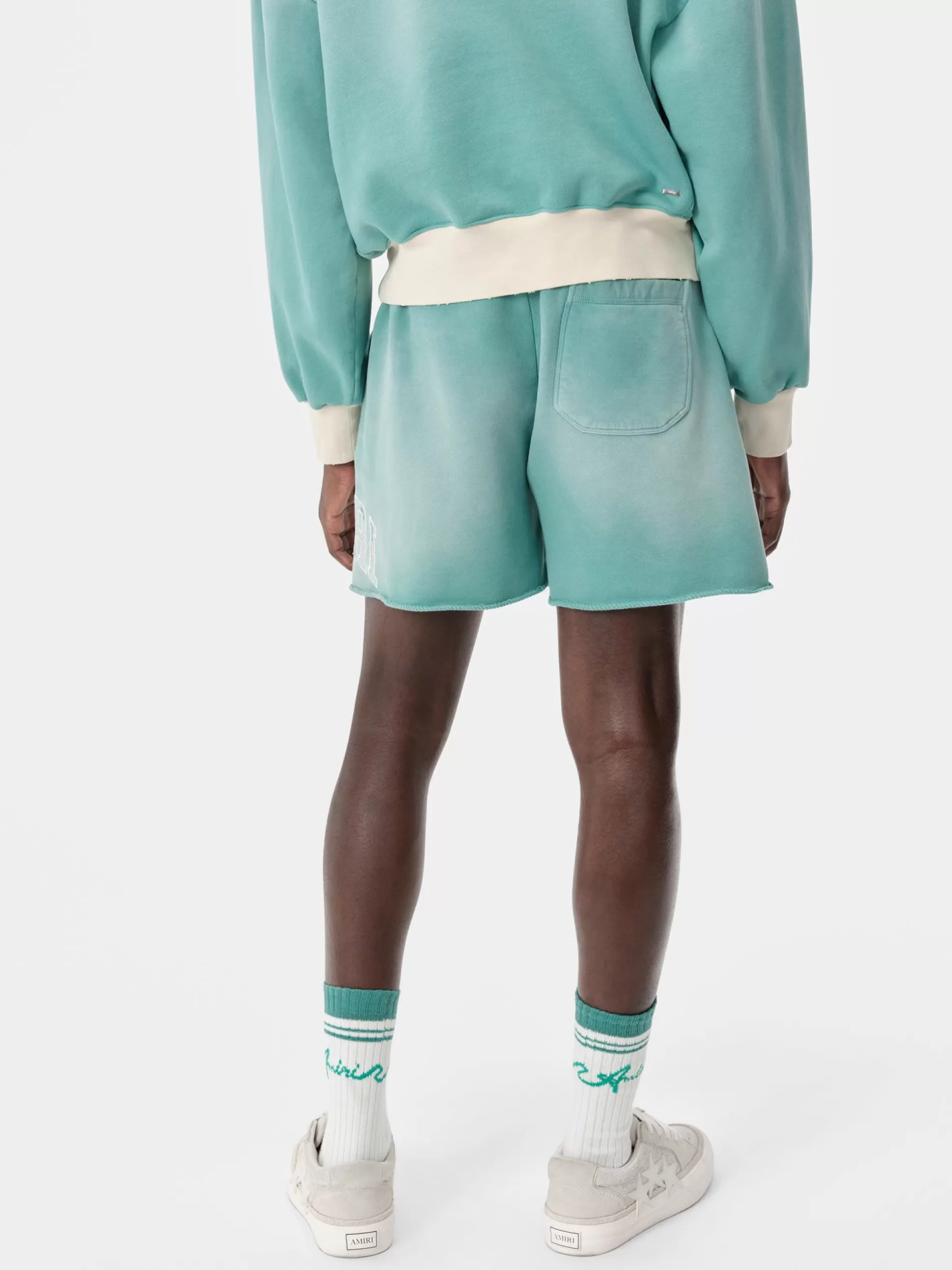 AMIRI Shorts & Sweatpants> VINTAGE COLLEGIATE SHORT Sea Blue