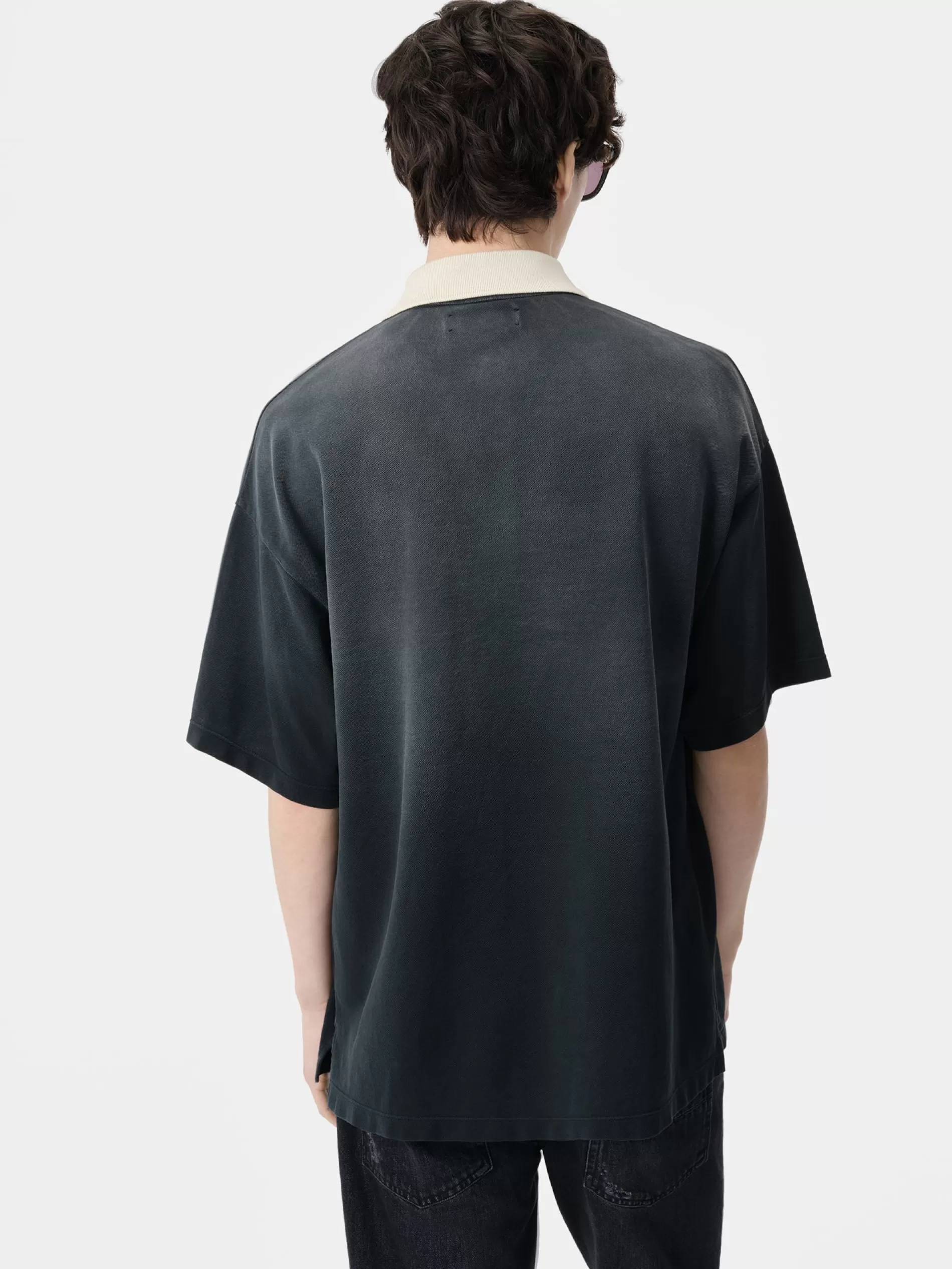 AMIRI Tees> VINTAGE OVERSIZED POLO BLACK