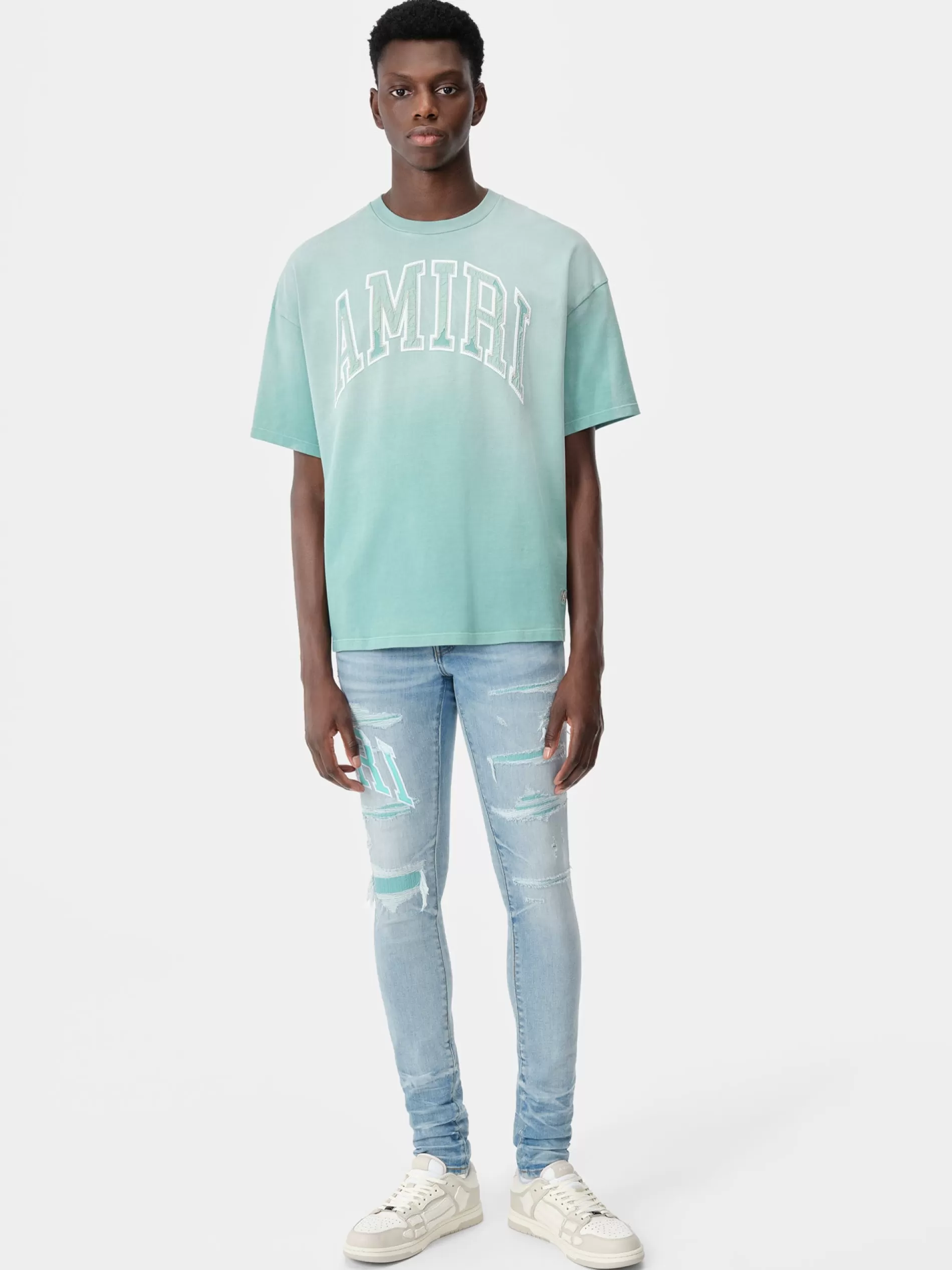 AMIRI Tees> VINTAGE OVERSIZED TEE Sea Blue