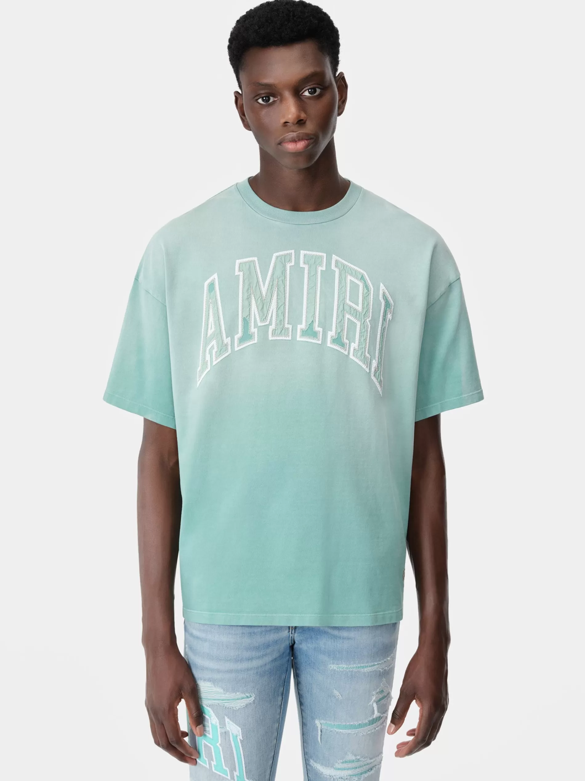 AMIRI Tees> VINTAGE OVERSIZED TEE Sea Blue