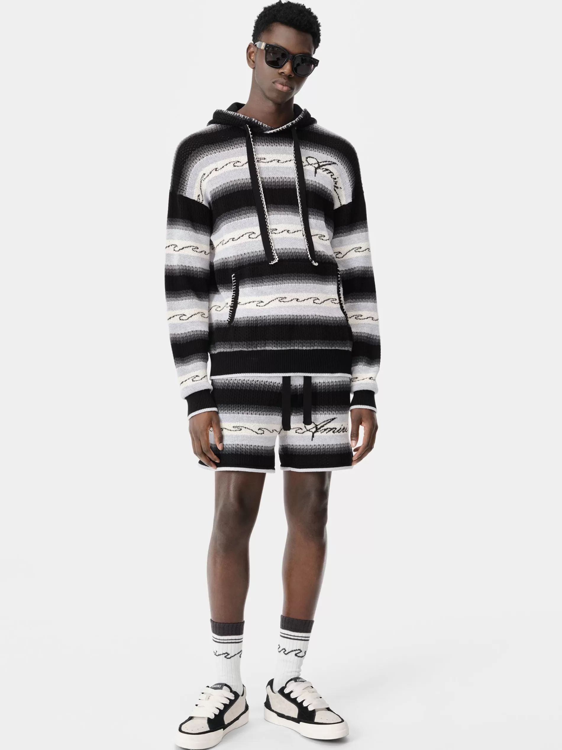 AMIRI Knitwear | Shorts & Sweatpants> WAVE BAJA STRIPE SHORT BLACK