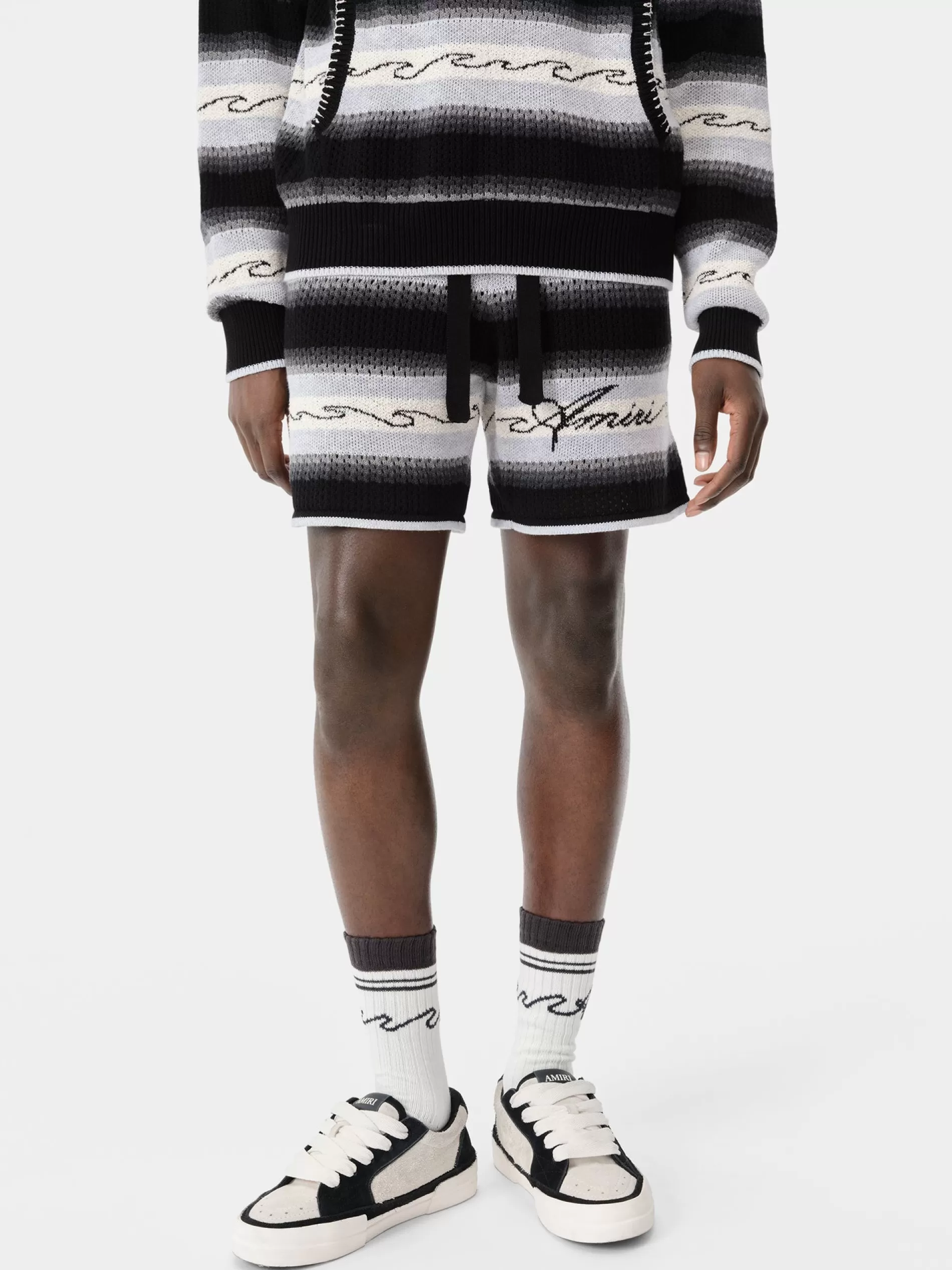 AMIRI Knitwear | Shorts & Sweatpants> WAVE BAJA STRIPE SHORT BLACK