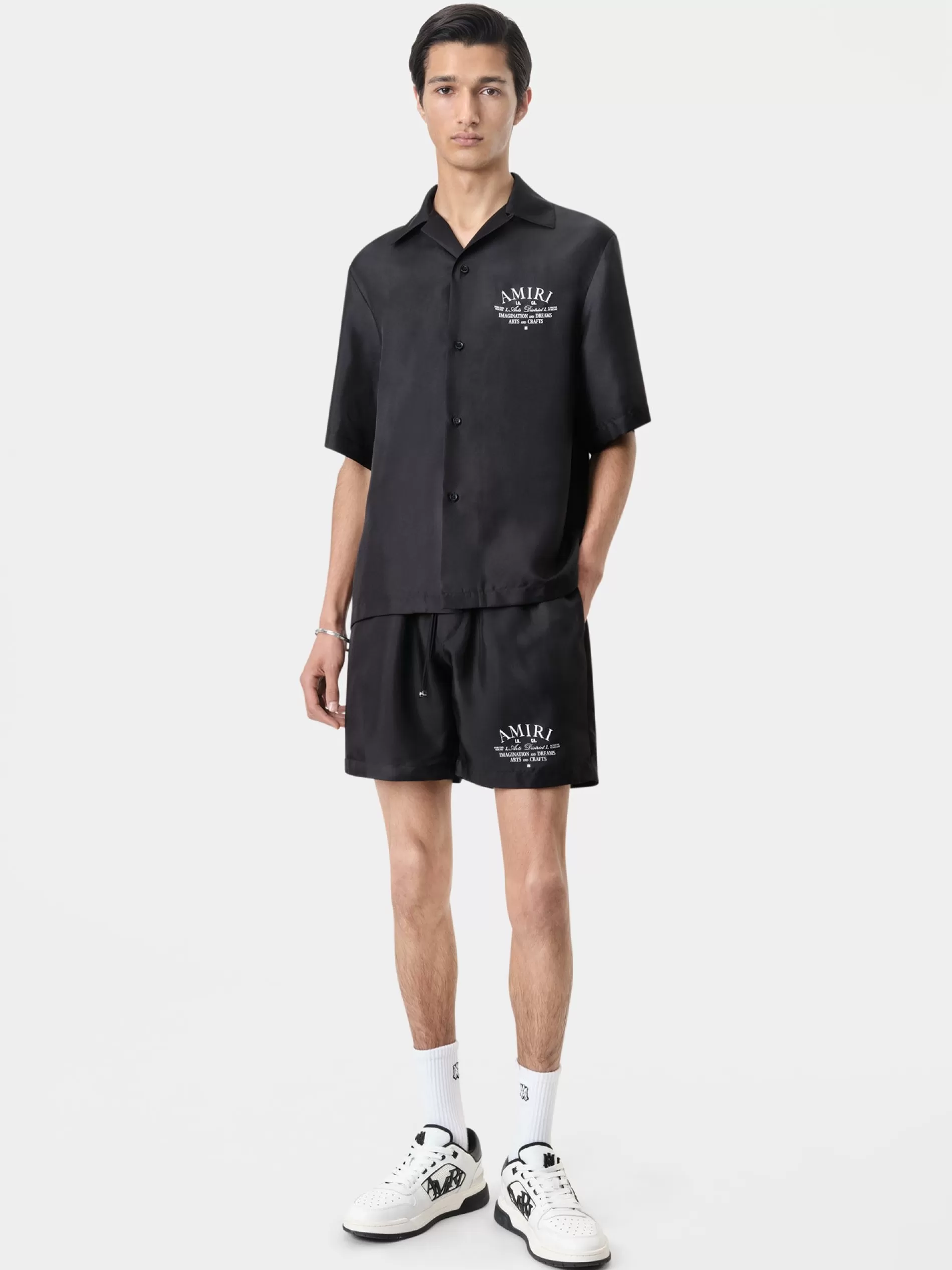 AMIRI Shirts>ARTS DISTRICT BOWLING SHIRT BLACK