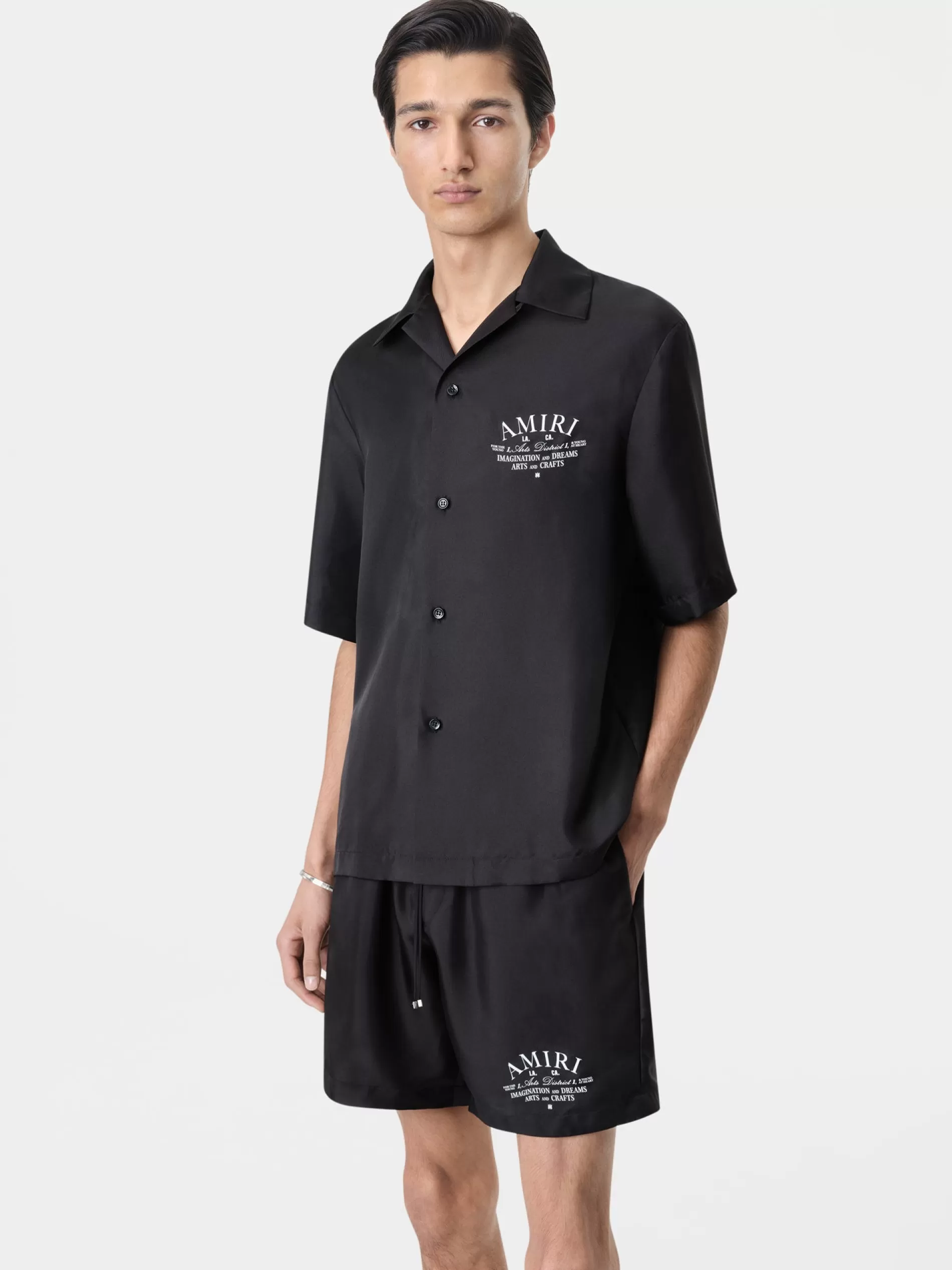 AMIRI Shirts>ARTS DISTRICT BOWLING SHIRT BLACK