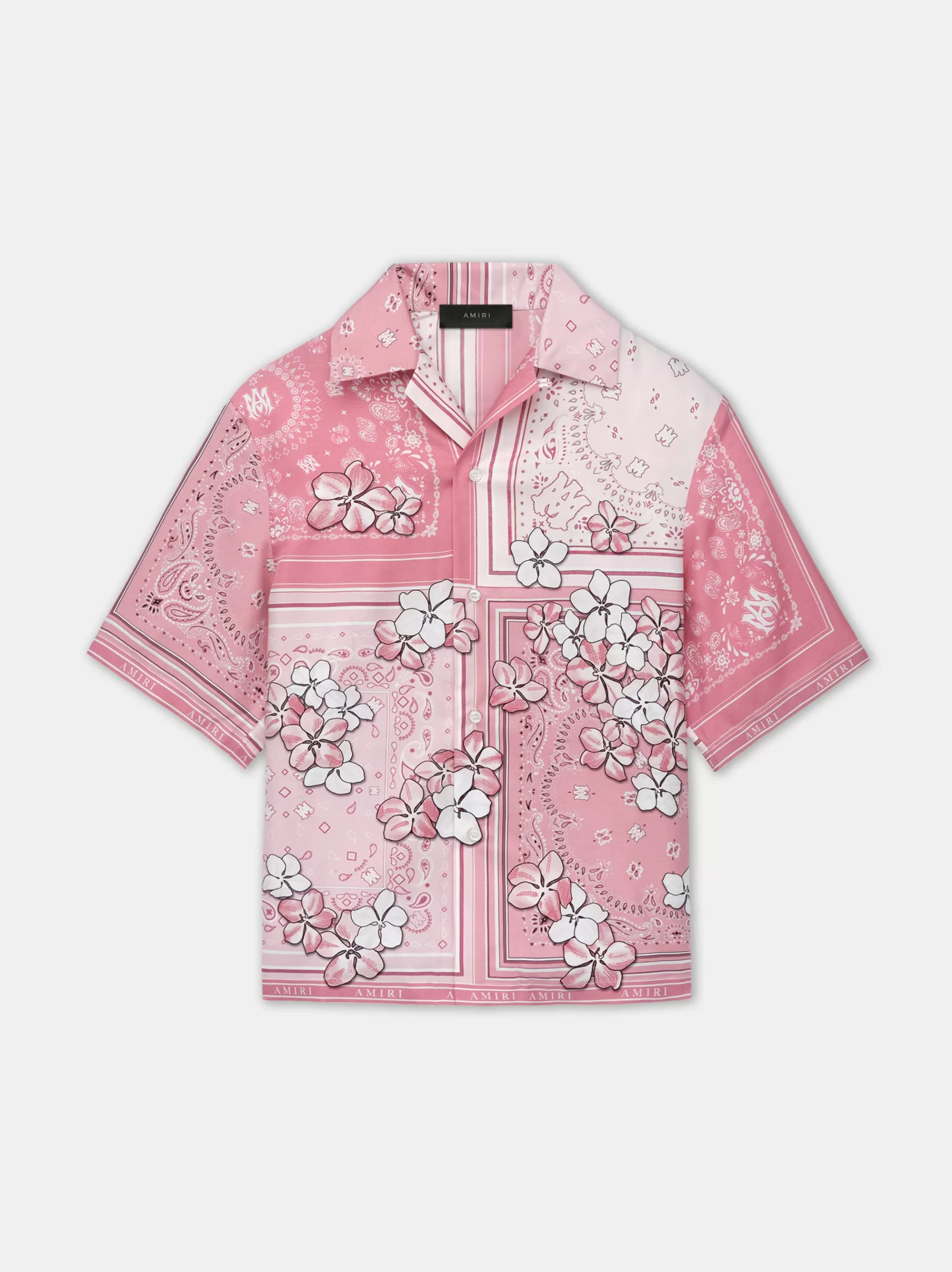 AMIRI Shirts>BANDANA FLORAL BOWLING SHIRT Flamingo Pink