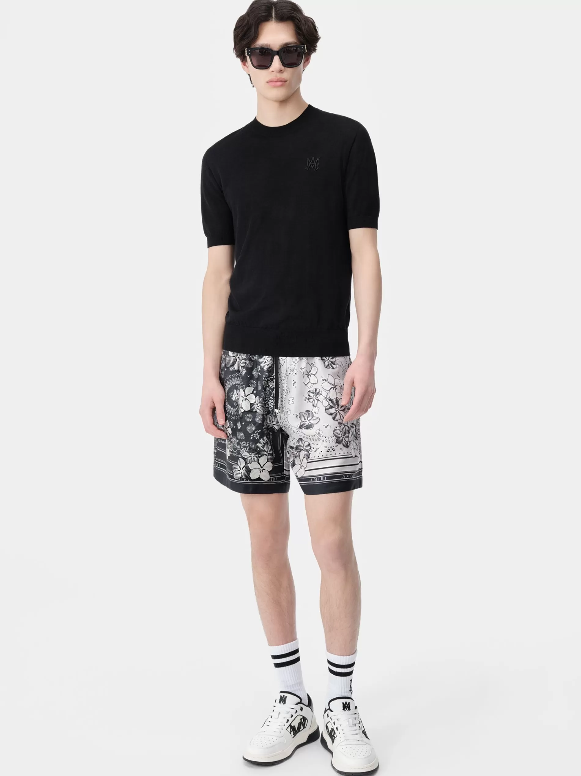 AMIRI Shorts & Sweatpants>BANDANA FLORAL SHORT BLACK