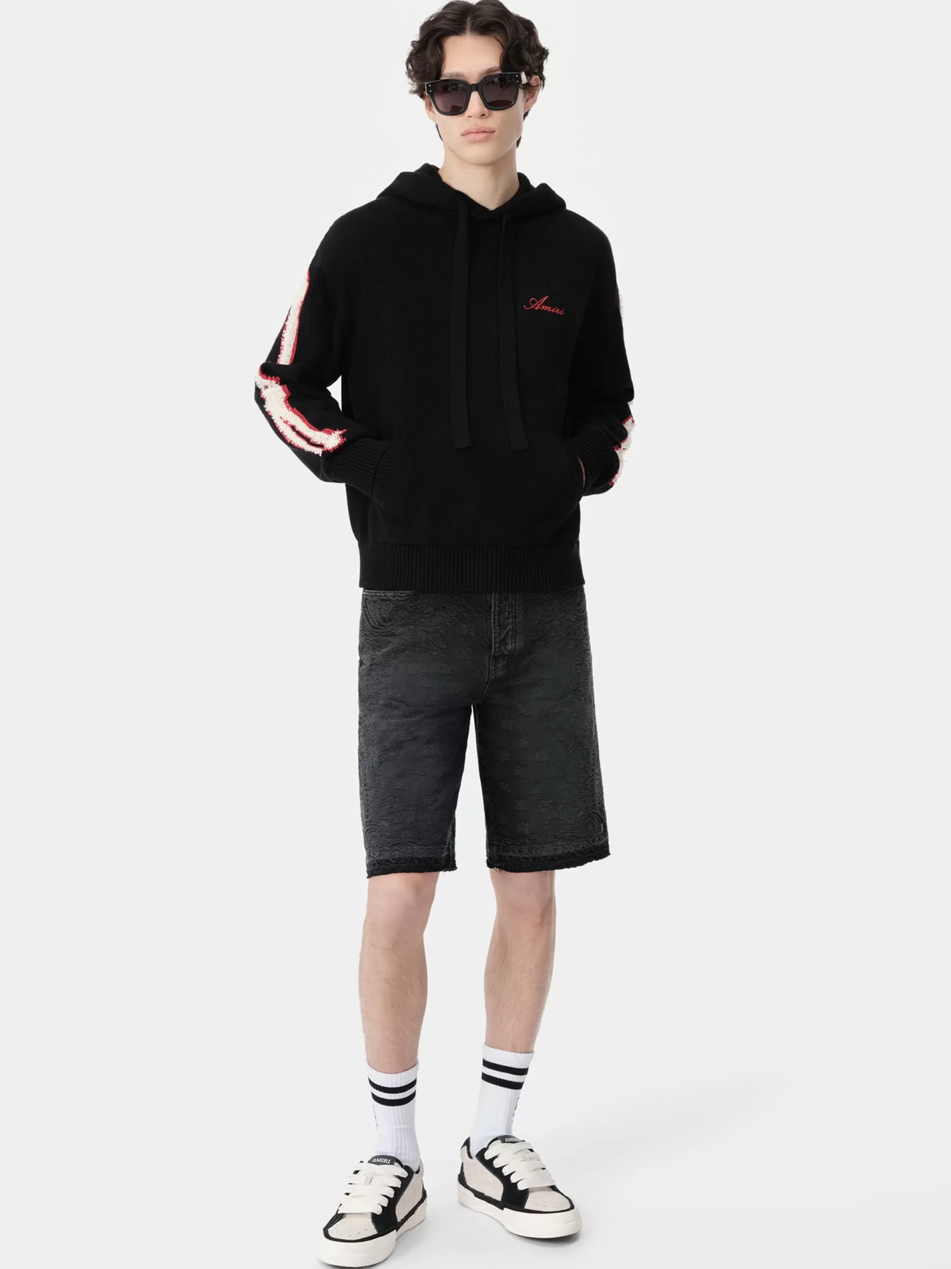 AMIRI Denim>BANDANA JACQUARD SKATER SHORT Vintage Black