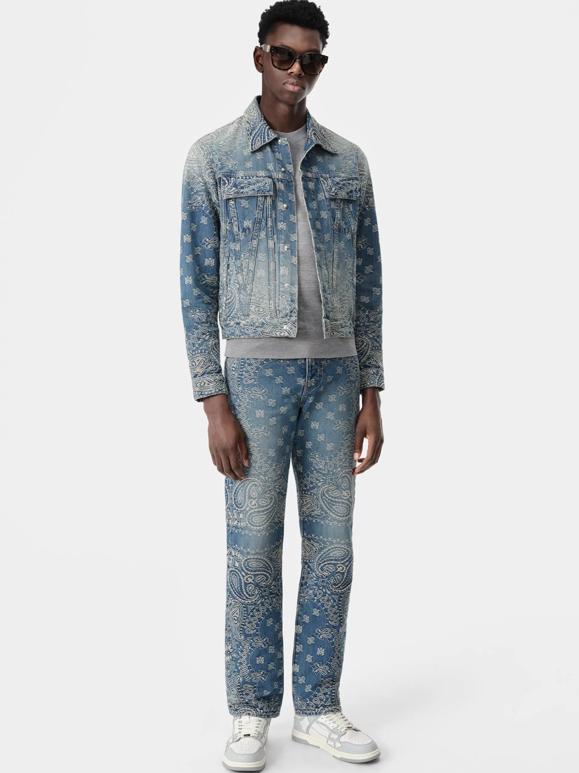 AMIRI Denim>BANDANA JACQUARD STRAIGHT JEAN Dark Indigo