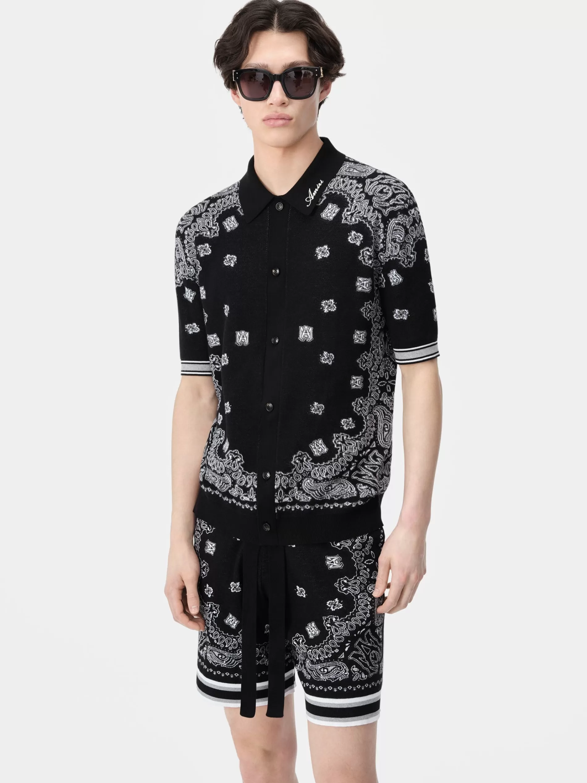 AMIRI Knitwear>BANDANA POLO BLACK