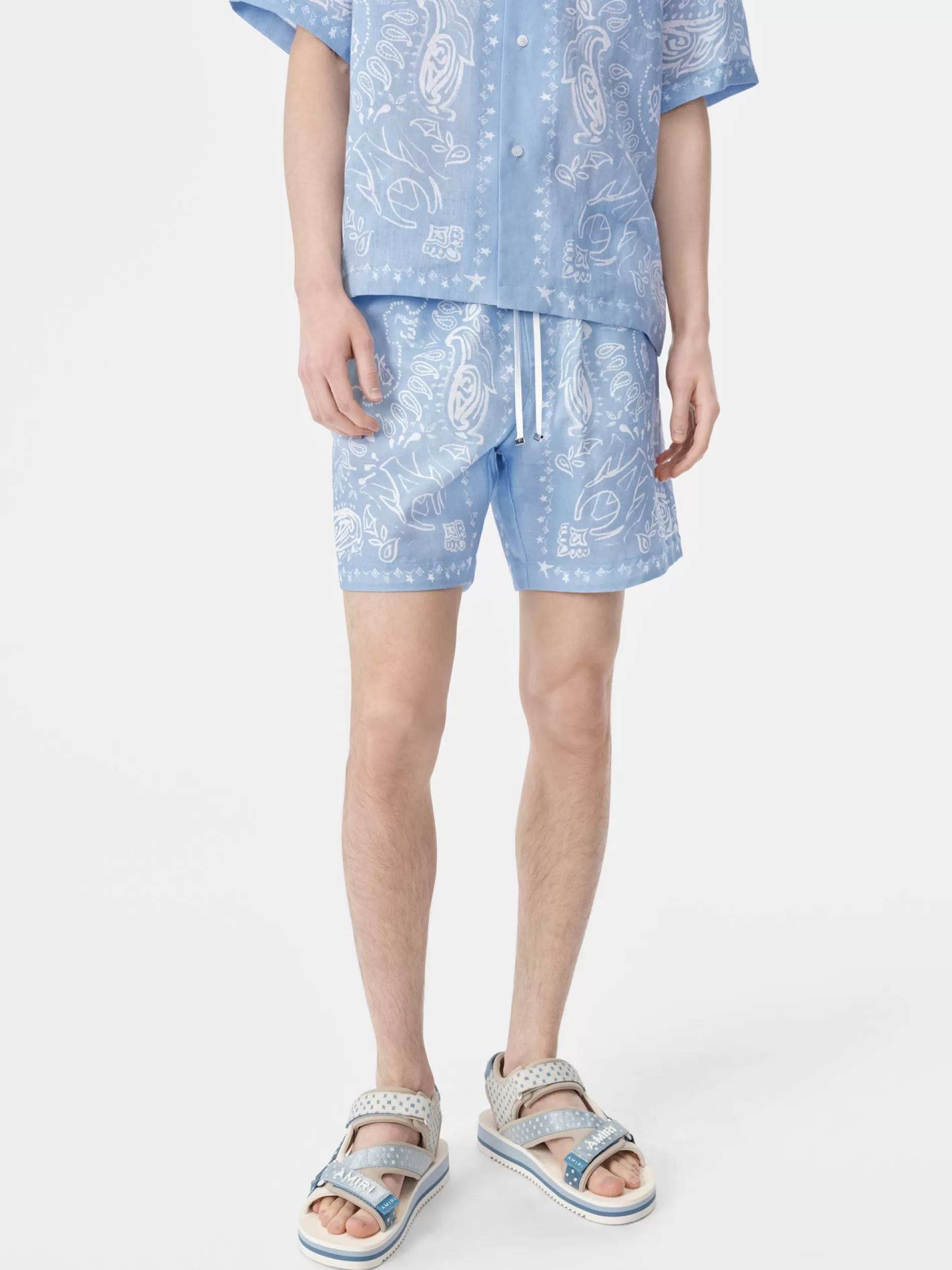 AMIRI Shorts & Sweatpants>BANDANA WATERCOLOR SHORT Cerulean