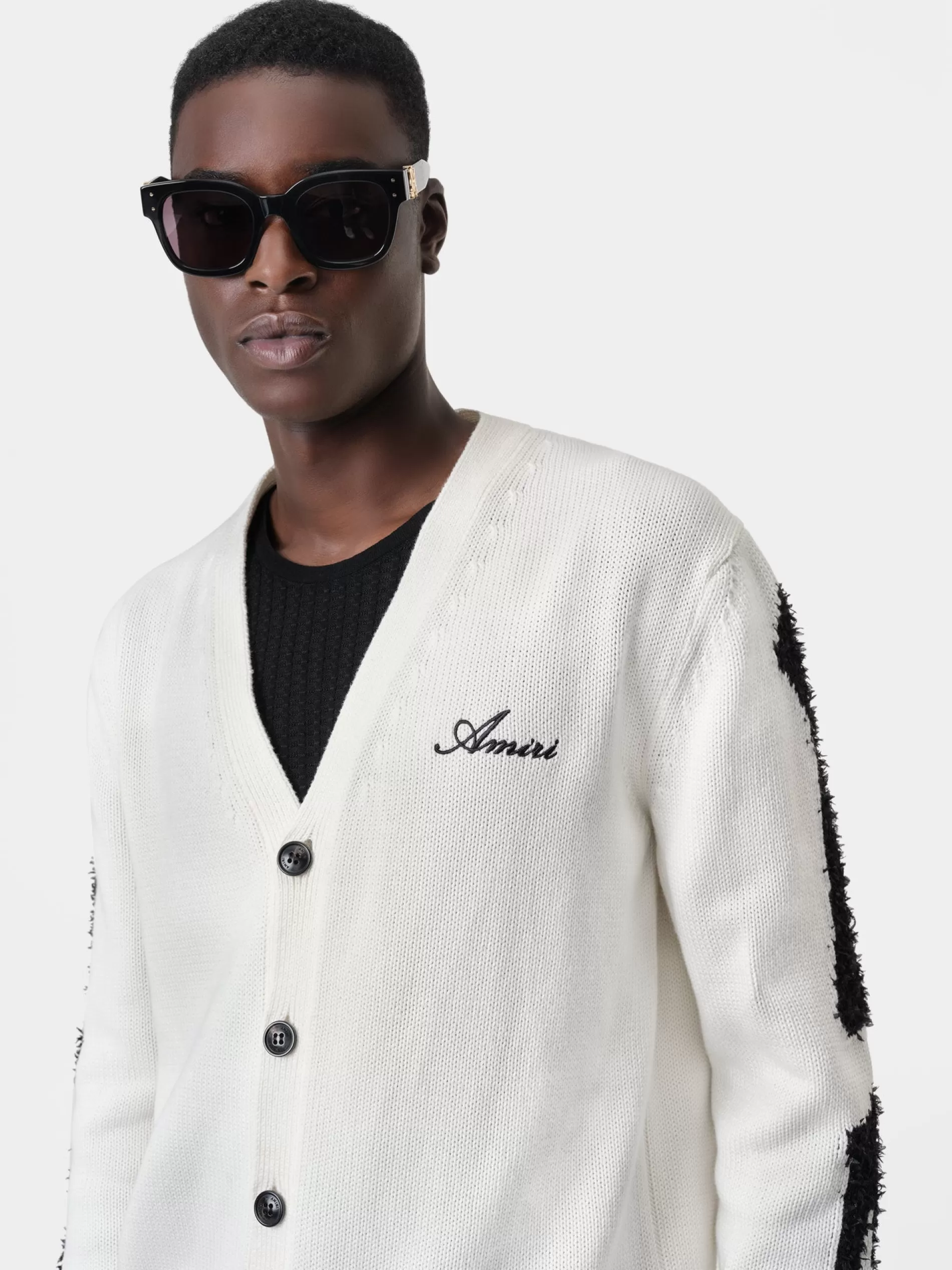 AMIRI Knitwear>BONES CARDIGAN White